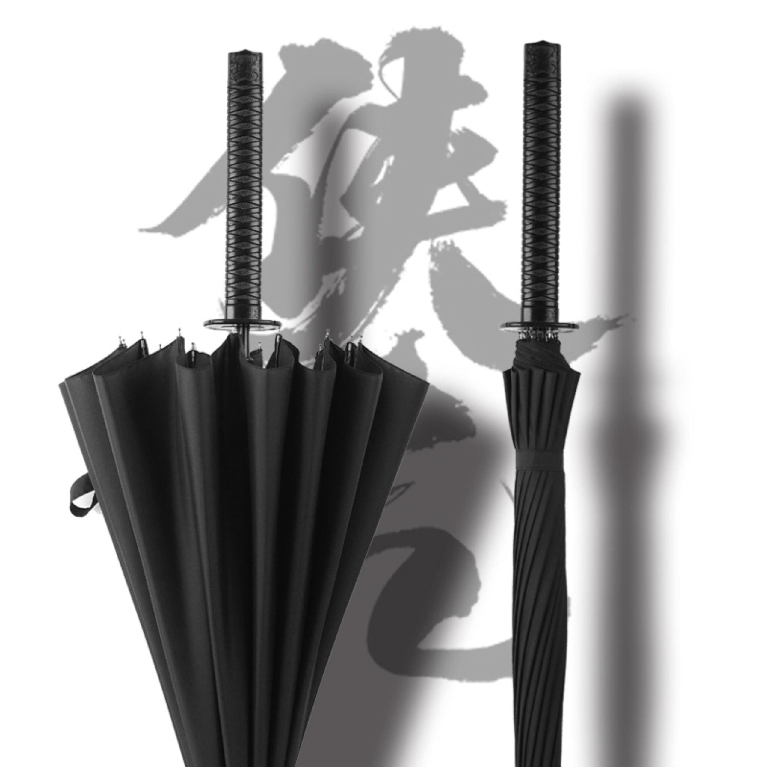 Katana Sword Umbrella - Japanese Samurai Style Windproof Semi-Automatic Umbrella with 24 Ribs - Perfect for Cosplay, Anime Conventions & Unique Birthday Gifts
