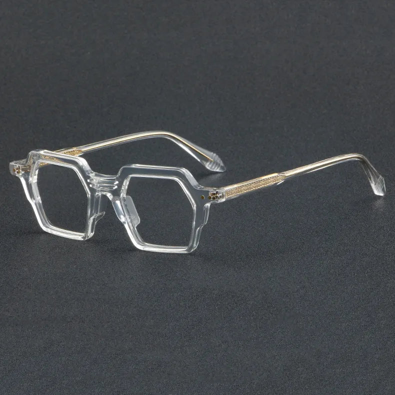CCspace Unisex Full Rim Polygon Acetate Eyeglasses 56914 - Stylish & Durable Frame for Men & Women - Perfect for Work, Reading & Fashion Accessories