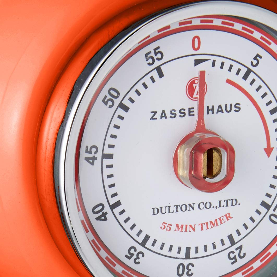 Zassenhaus Magnetic Retro Kitchen Timer - Classic Mechanical Cooking Timer with Loud Alarm, 2.75 Inch (Orange) - Perfect for Baking, Cooking, Meal Prep & Kitchen Decor