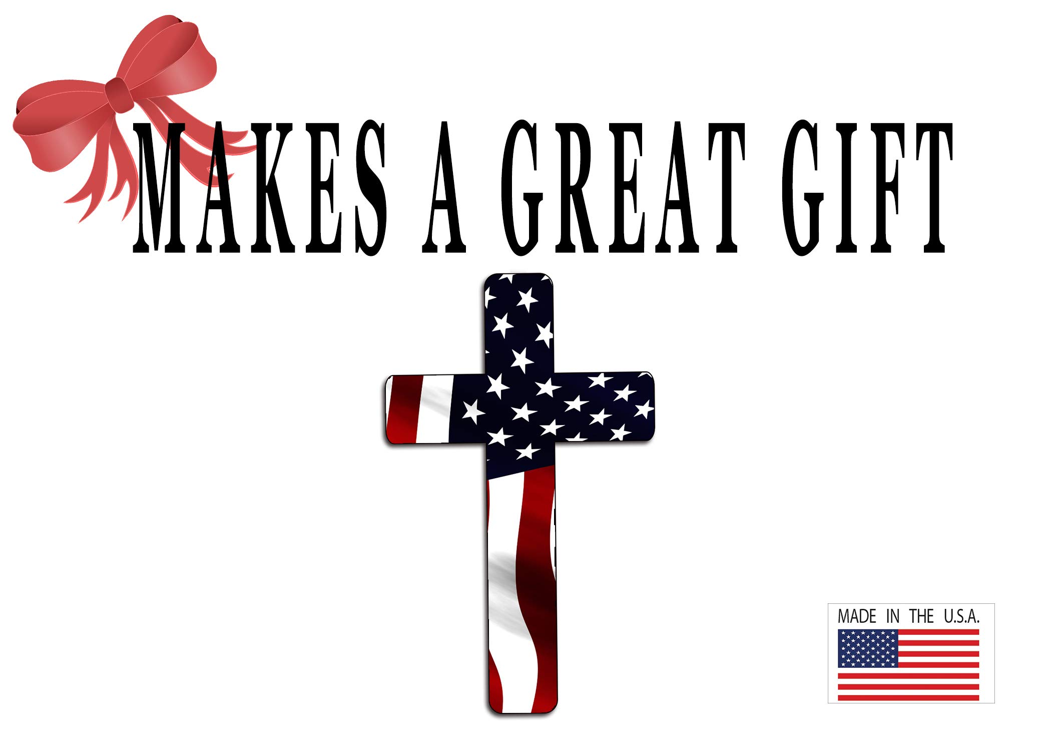 Rogue River Tactical 4-Pack Patriotic Decal Stickers - Red White Blue Cross & American Flag Design - Large Vinyl Bumper Stickers for Cars, Trucks, RVs, SUVs & Boats | Perfect for 4th of July, Veterans Day & Patriotic Events