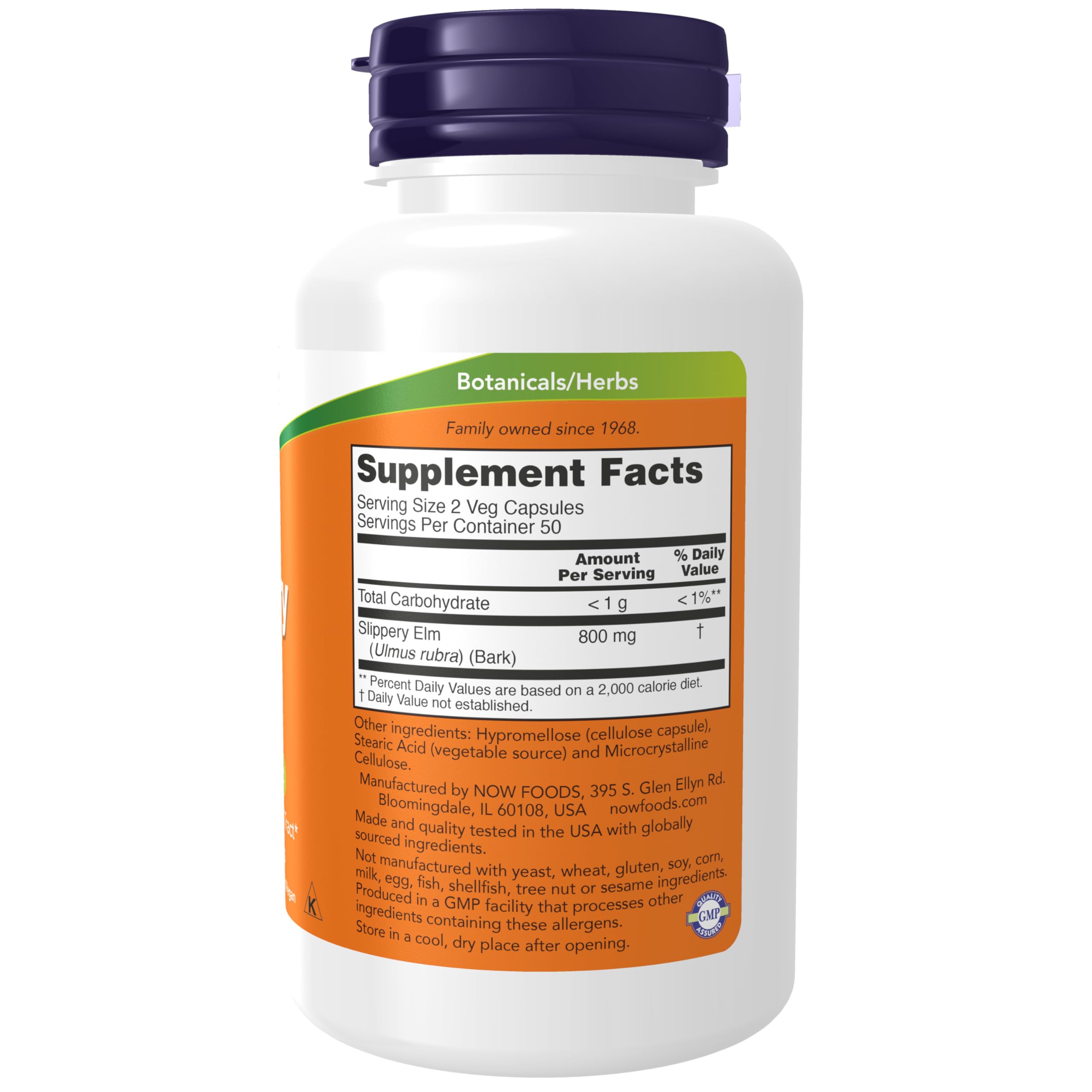 Now Foods Slippery Elm Bark 400mg, 100 Capsules - Supports Digestive Health & Soothes Throat - Perfect for Natural Wellness & Herbal Remedies