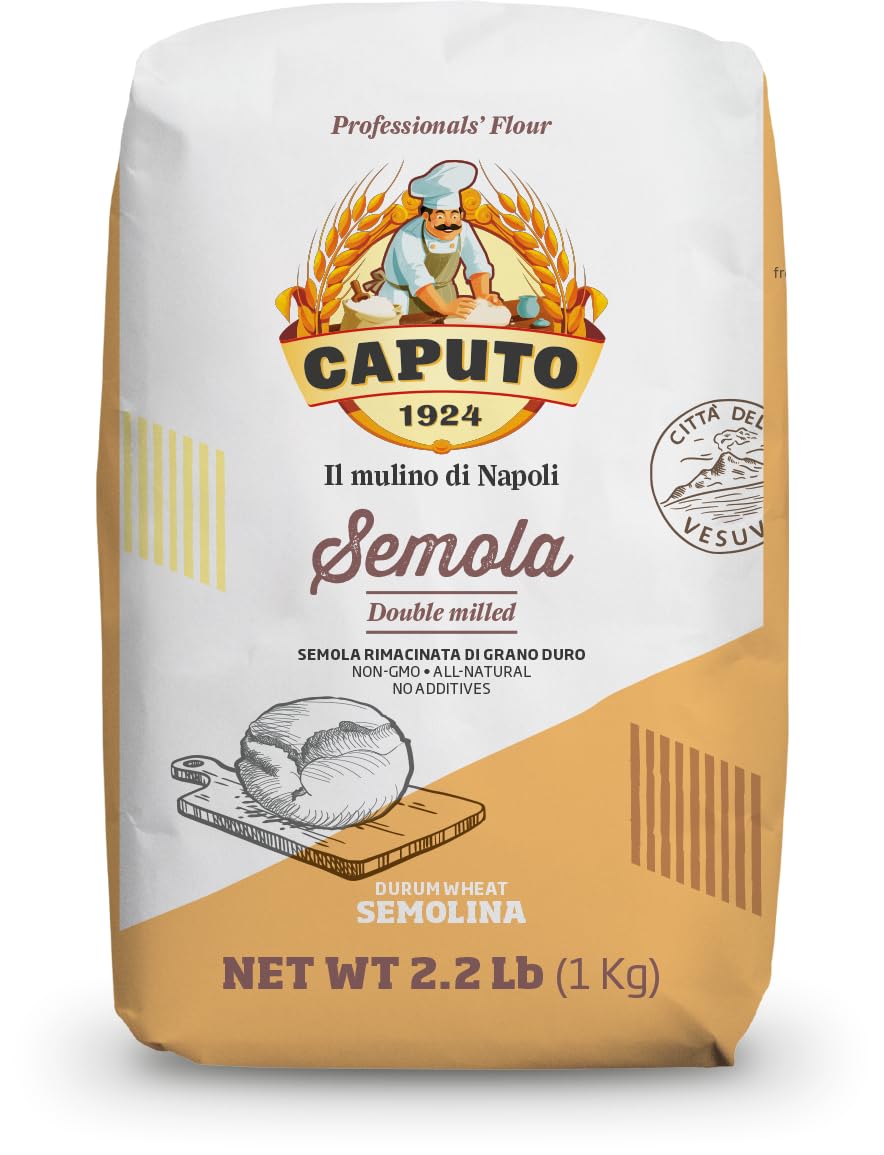 Premium Antimo Caputo Semola Di Grano Duro Rimacinata Semolina Flour 2.2LB (1kg) - 100% Natural Italian Pasta Flour for Authentic Homemade Pasta, Pizza Dough & Bread | Ideal for Fresh Pasta Making, Artisan Baking & Italian Cuisine