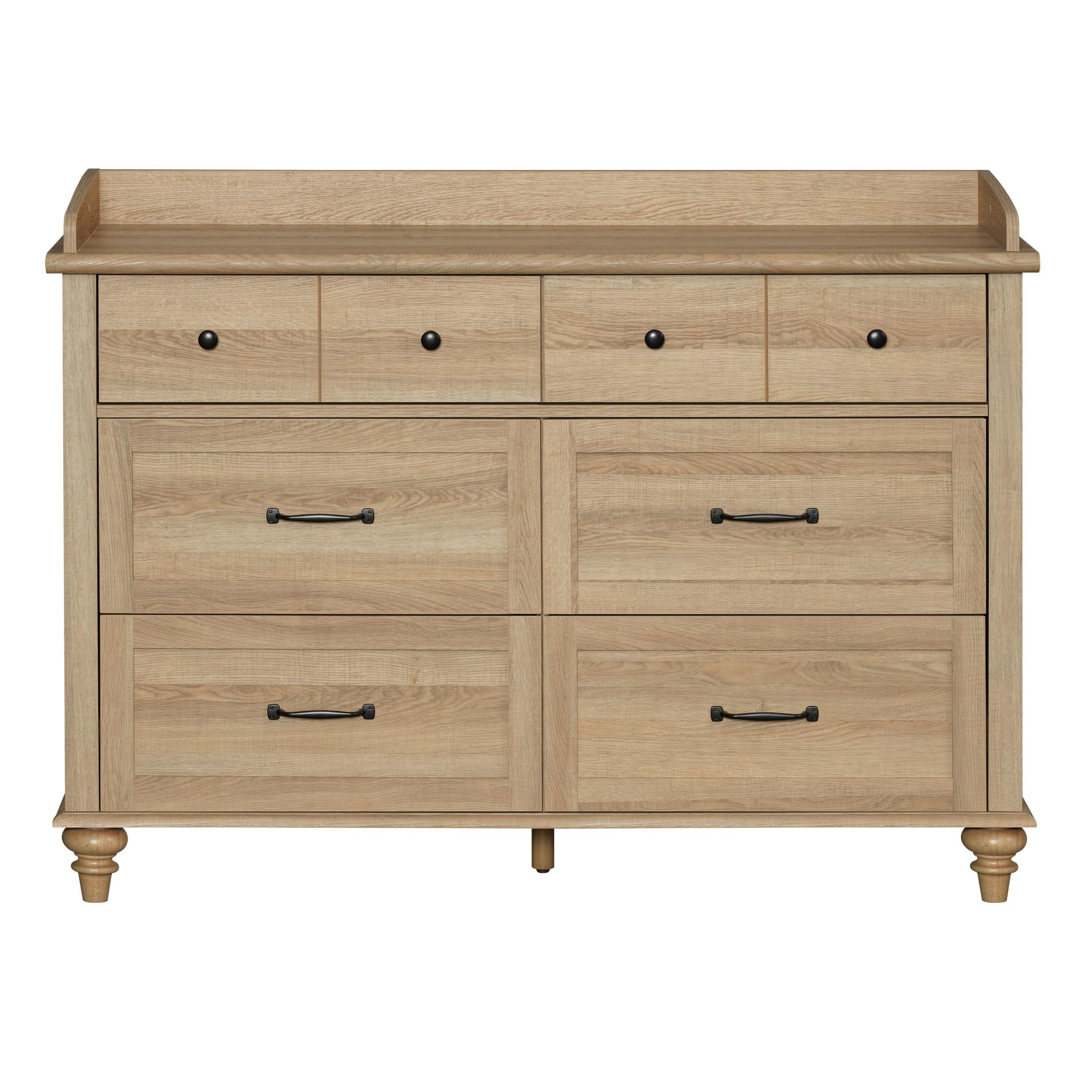 WAMPAT 6-Drawer Mid Century Modern Dresser for Bedroom - Rustic Oak Wooden Chest Storage Organizer for Kids, Nursery, Living Room & Hallway | Perfect for Clothes, Toys & Home Organization