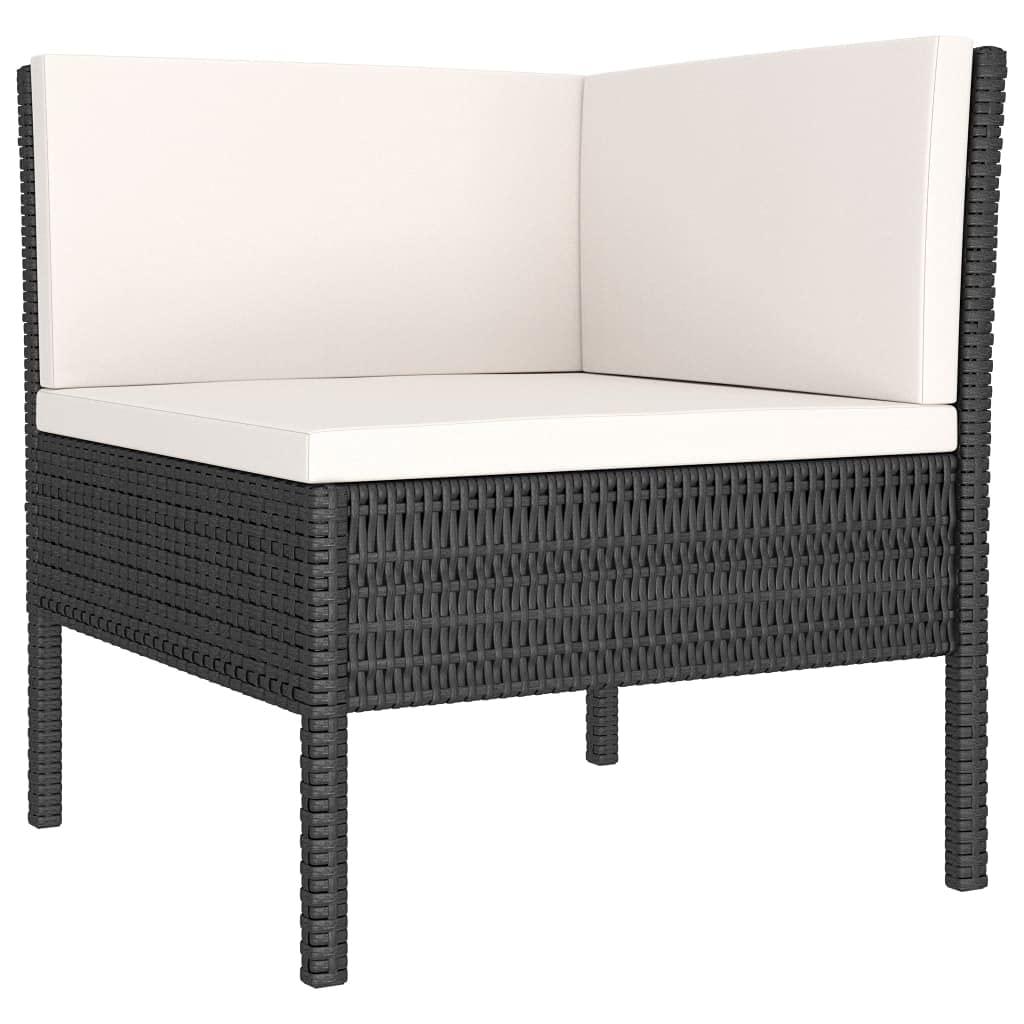 2-Piece Black Poly Rattan Garden Lounge Set with Cushions - Outdoor Patio Furniture, Corner Sofa Conversation Set for Backyard, Deck, or Poolside Relaxation