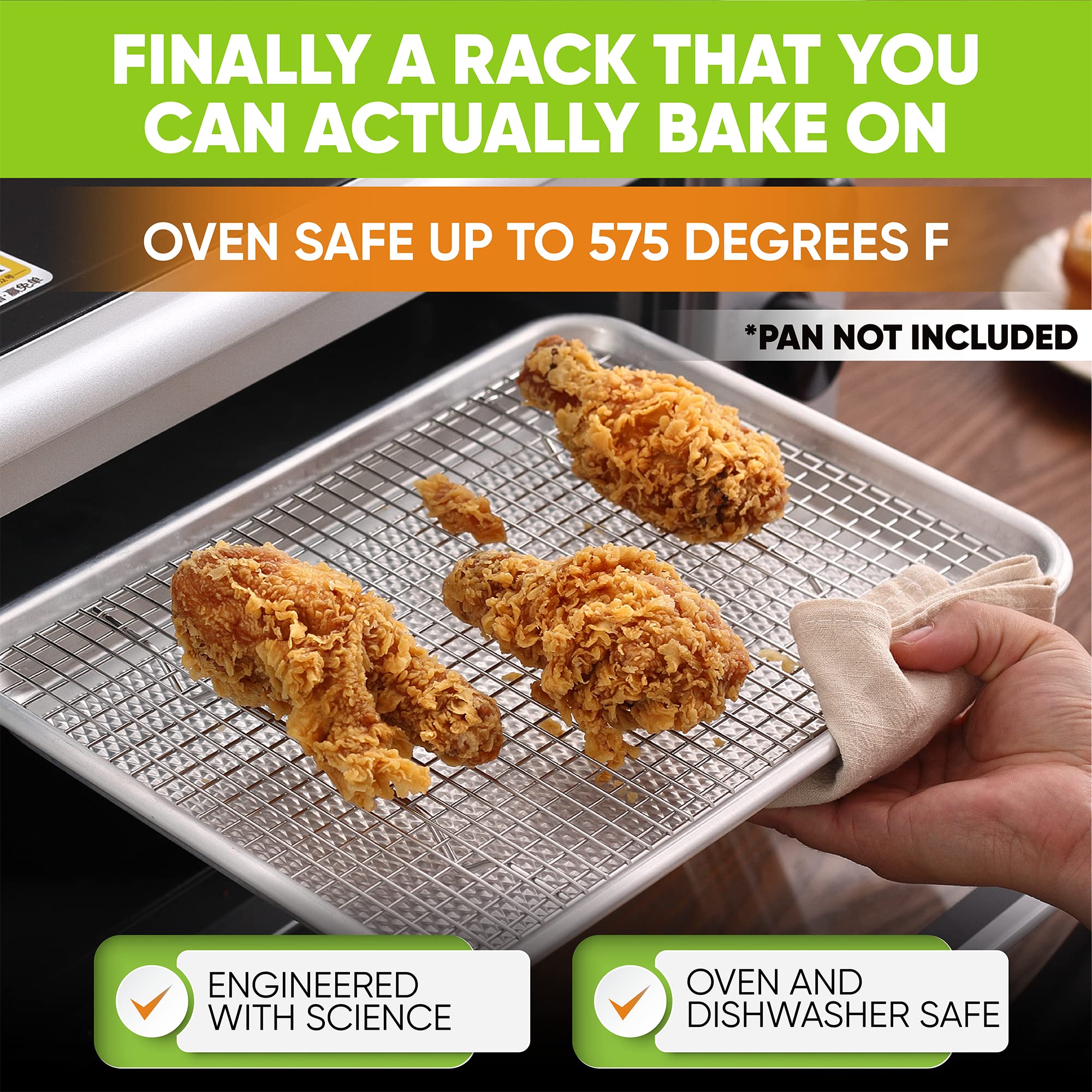 Spring Chef 8.5 x 12 Inch Stainless Steel Cooling Rack for Baking Cookies, Cakes & Bread - Oven Safe Wire Rack for Quarter Sheet Pans - Dishwasher Safe Baking Accessory - Perfect for Home Bakers & Professional Kitchens