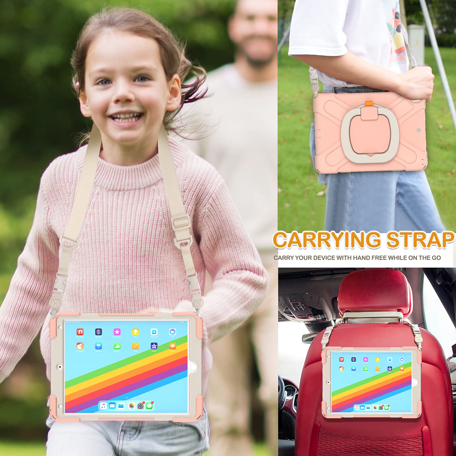 BRAECN iPad Air 3 Case - Full Body Protective Silicone Cover with 360° Rotating Hand Grip, Pencil Holder & Kickstand | Shockproof Case for iPad Air 3rd Gen (2019) & iPad Pro 10.5 (2017) | Rose Gold | Perfect for Travel, Work & School Use