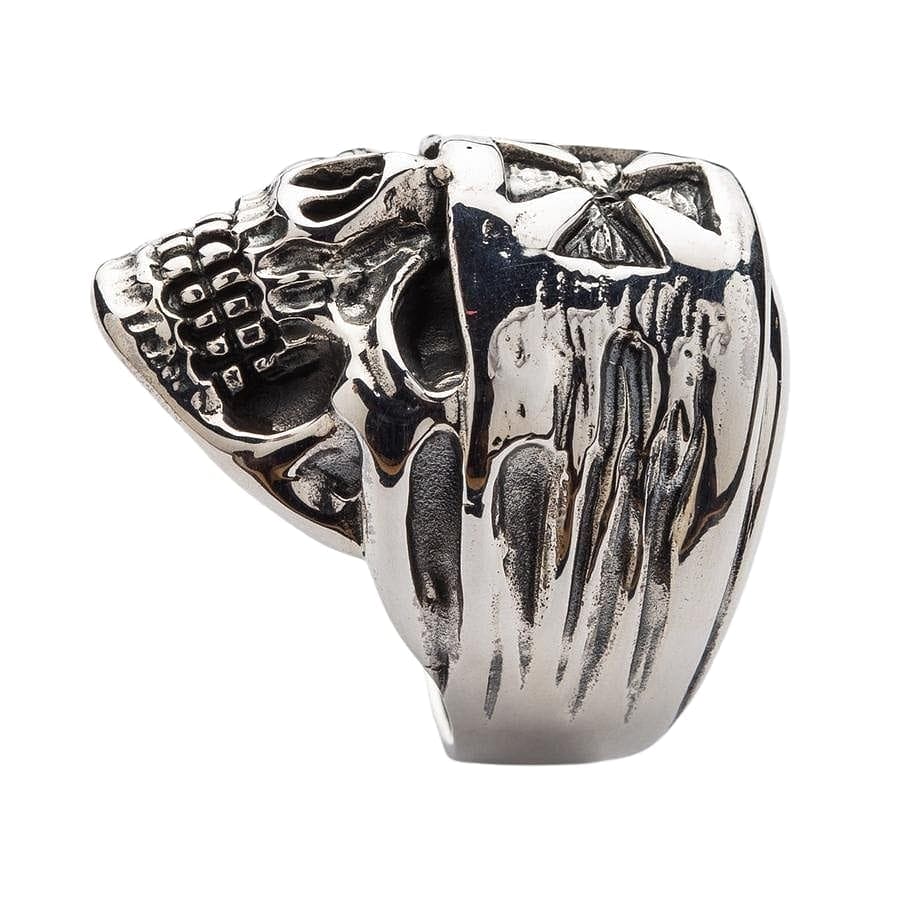 Sterling Silver Skull Ring for Men - Gothic Biker Bandana Style Jewelry - Perfect for Motorcycle Riders, Rock Music Fans & Edgy Fashion Lovers