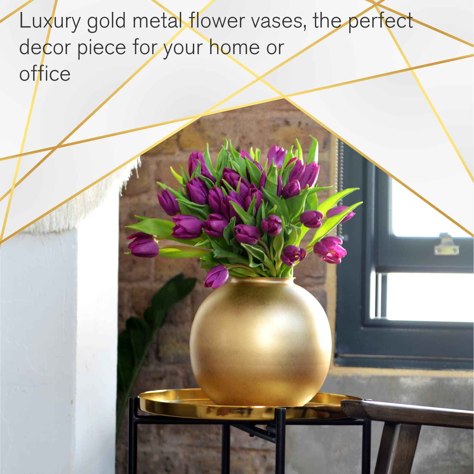Walbrook Gold Vase - Elegant Decorative Flower Vase for Centerpieces, Wedding Table Decor & Home Décor | Perfect for Living Room, Dining Table & Special Events