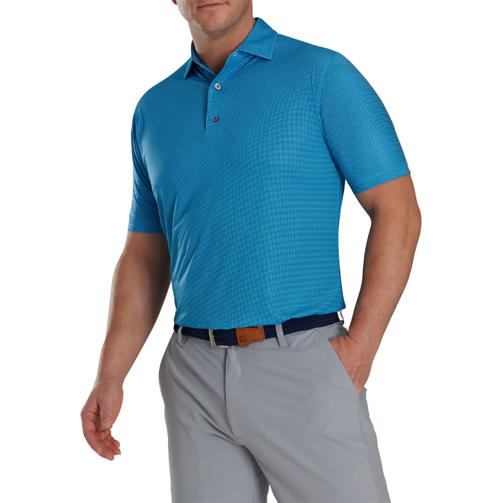 FootJoy Men's Octagon Blue Sky Print Golf Polo Shirt - Moisture-Wicking & UV Protection for Comfortable Outdoor Play
