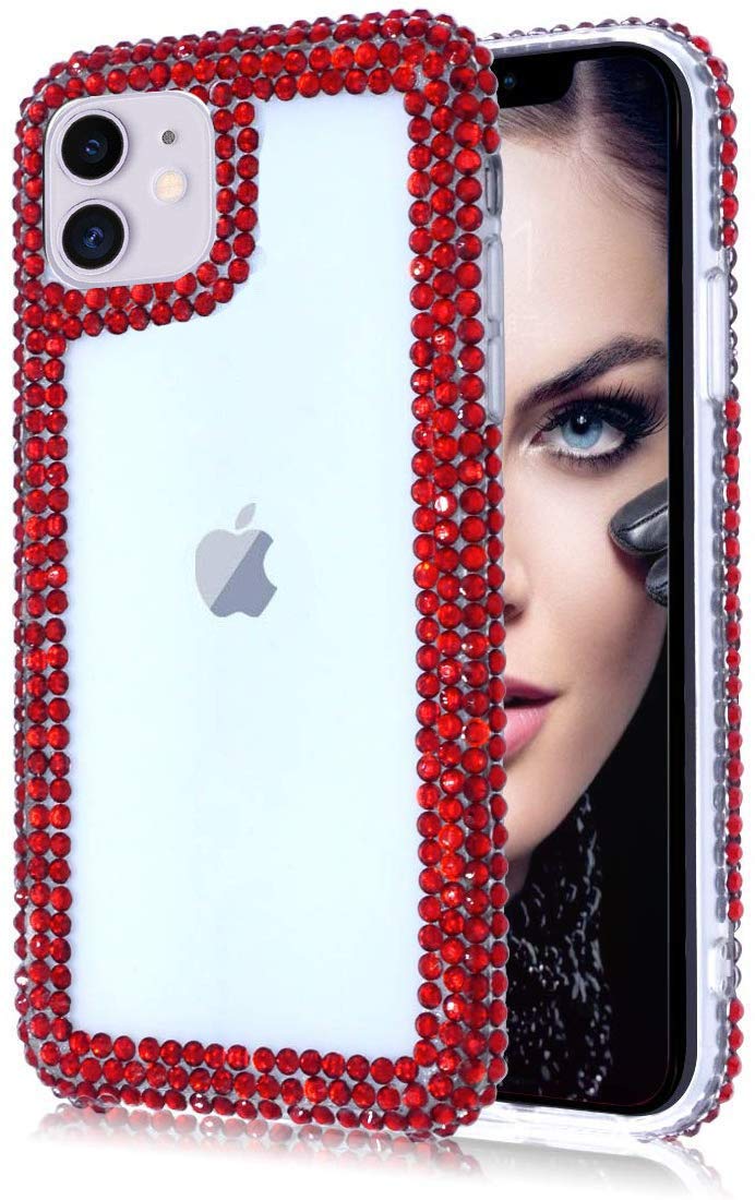 Bonitec Jesiya iPhone 12 Case - 3D Glitter Sparkle Bling Cover with Rhinestone Diamond Design | Luxury Shiny Crystal Clear Protective Bumper | Perfect for Parties, Weddings & Special Occasions