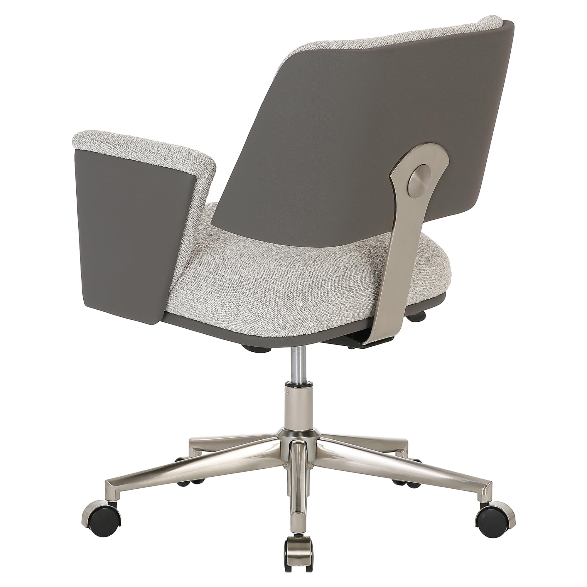 Realspace® Modern Comfort Picali Bouclé Fabric & Vegan Leather Low-Back Ergonomic Office Chair - White Stone/Gray/Brushed Nickel - BIFMA Certified - Perfect for Home Office, Workspace & Study Desk