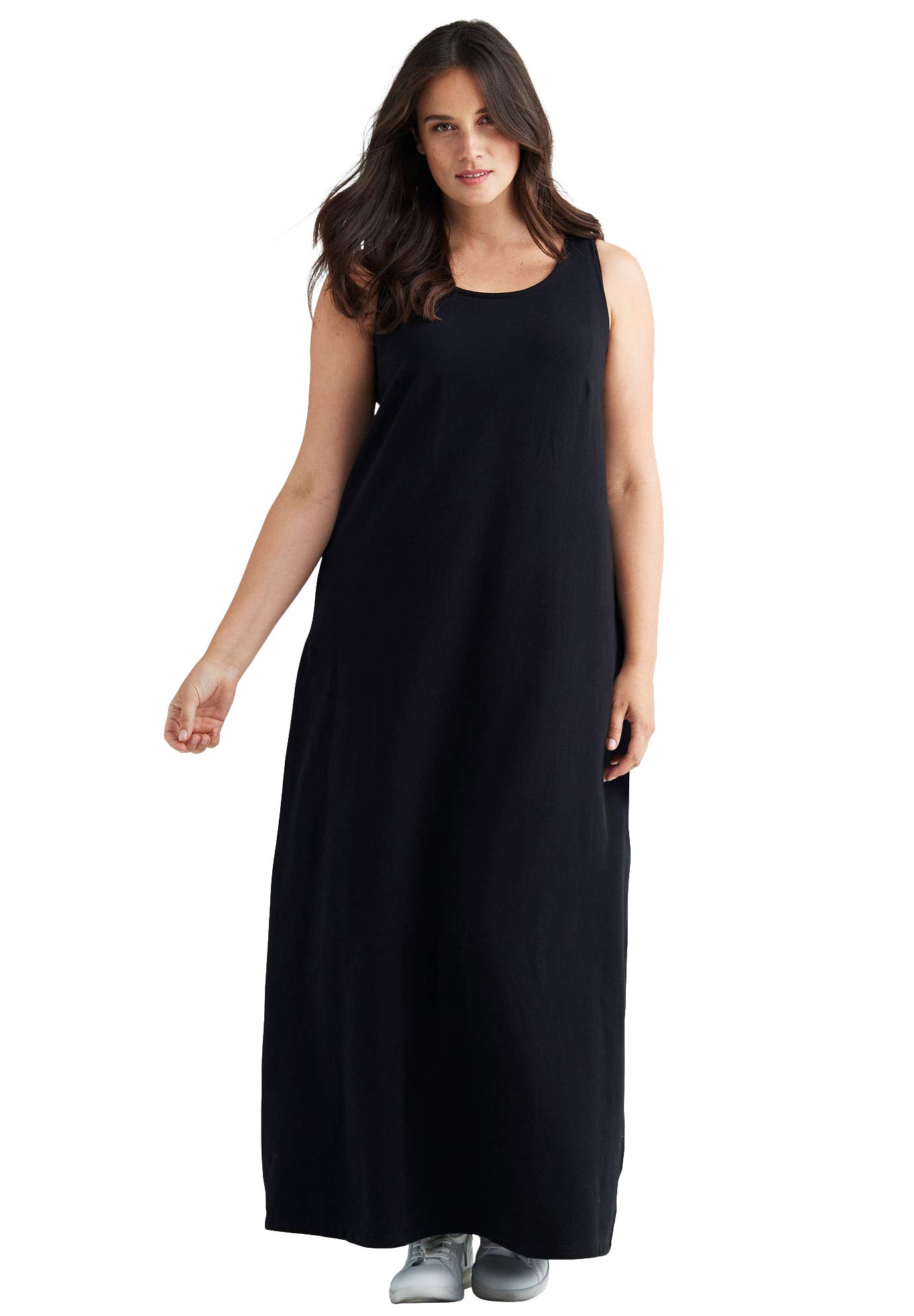 Ellos Women's Plus Size Sleeveless Knit Maxi Dress - Flowy Summer Beach Dress for Casual Wear & Vacation Outfits