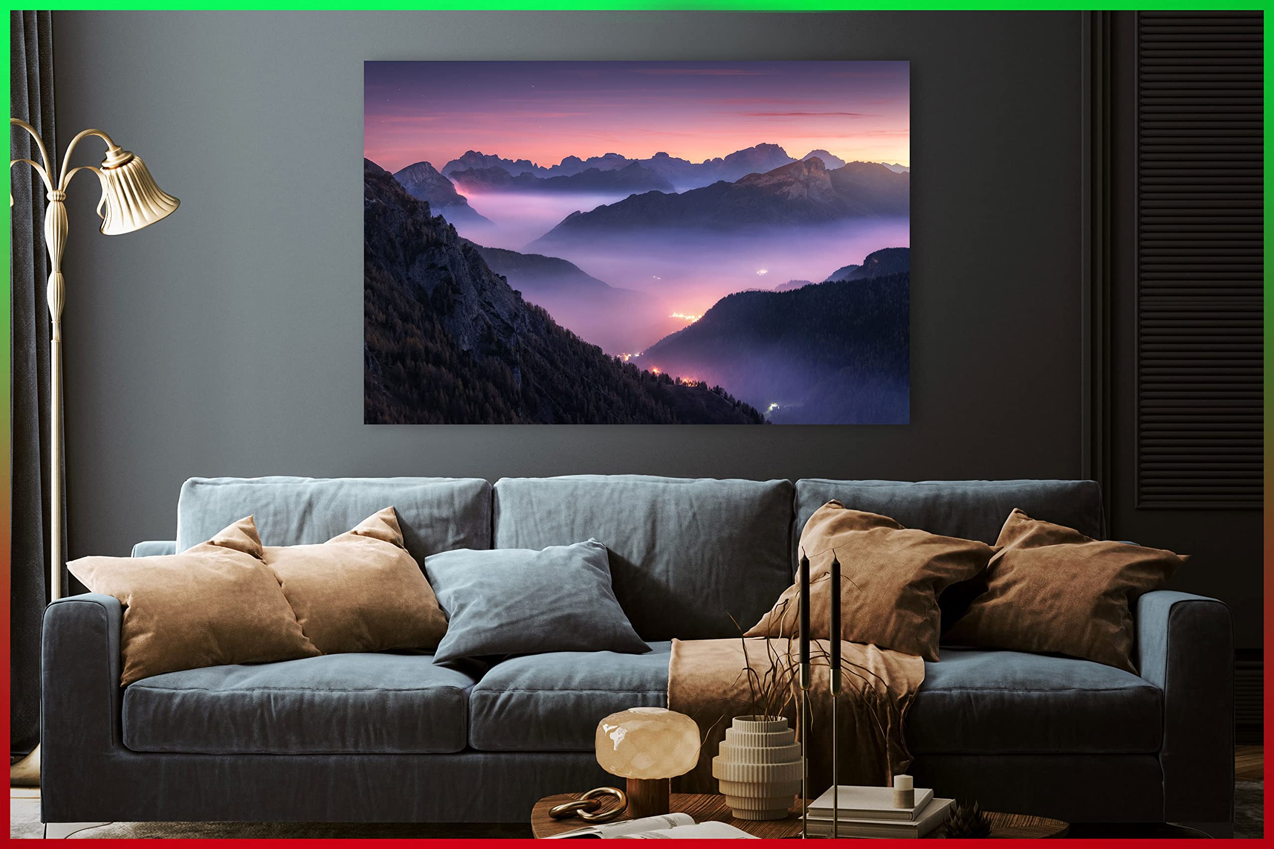 Foggy Mountain Canvas Wall Art - Framed Ready to Hang Home Decor for Bedroom, Living Room & Kitchen - 8x12 Inch Landscape Painting - Perfect for Housewarming Gifts & Cozy Interior Design