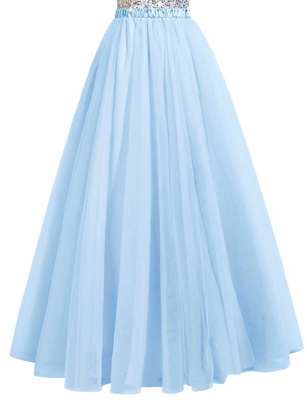 Elegant Women's Long Tutu Skirt - High Waist Elastic Tulle Ball Gown for Evening Party, Prom, Wedding & Special Occasions | Perfect for Dances, Photoshoots & Formal Events