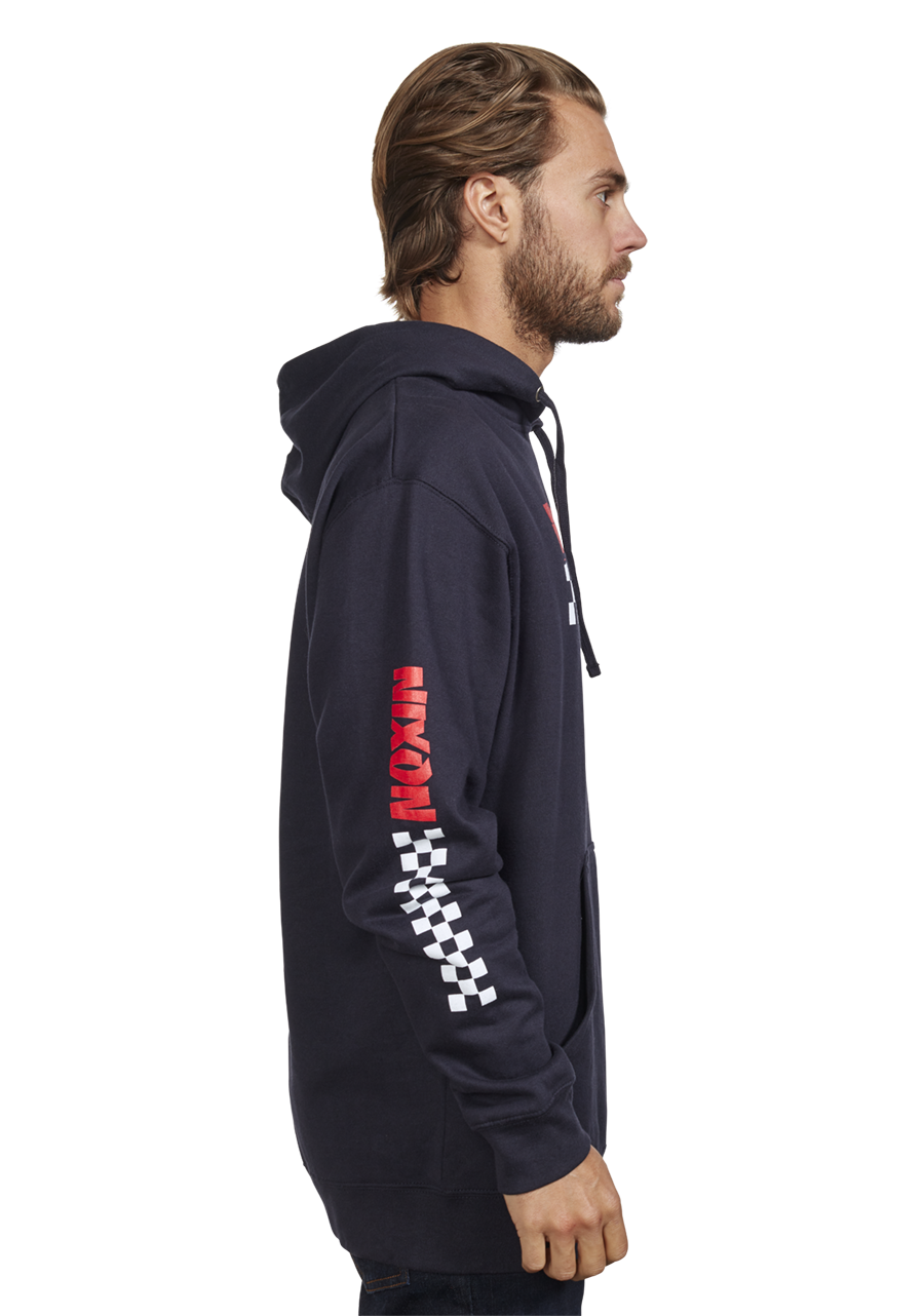 Circuit Hoodie for Men & Women - Navy & Red Color Block Design - Comfortable Streetwear for Casual Outings & Urban Fashion