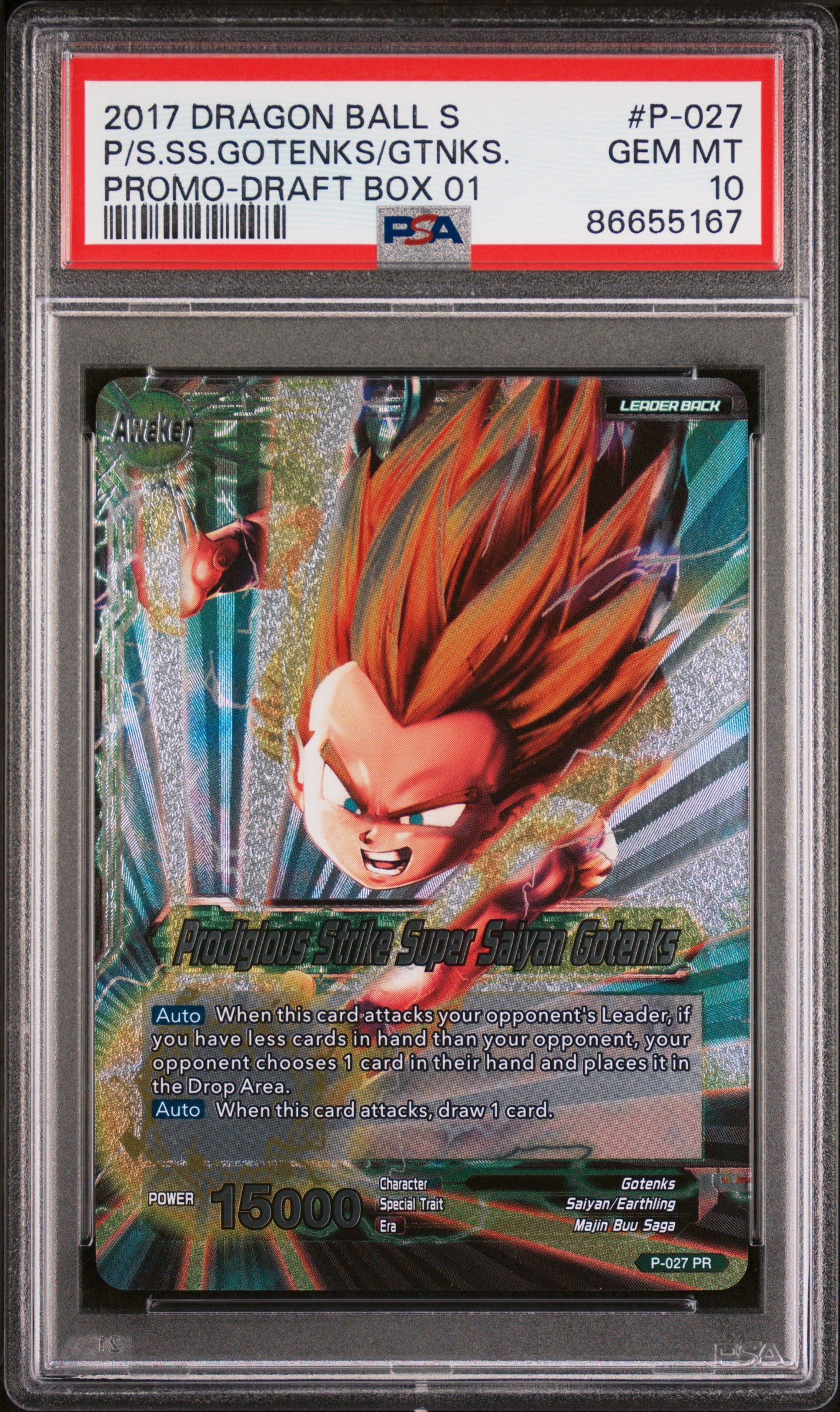2017 Dragon Ball Super 1st Press STRK SS Gotenks #P 027 PSA 10 Graded Card - Perfect for Collectors, Anime Fans & Investment - Display in Home Office, Game Room or Collection Showcase
