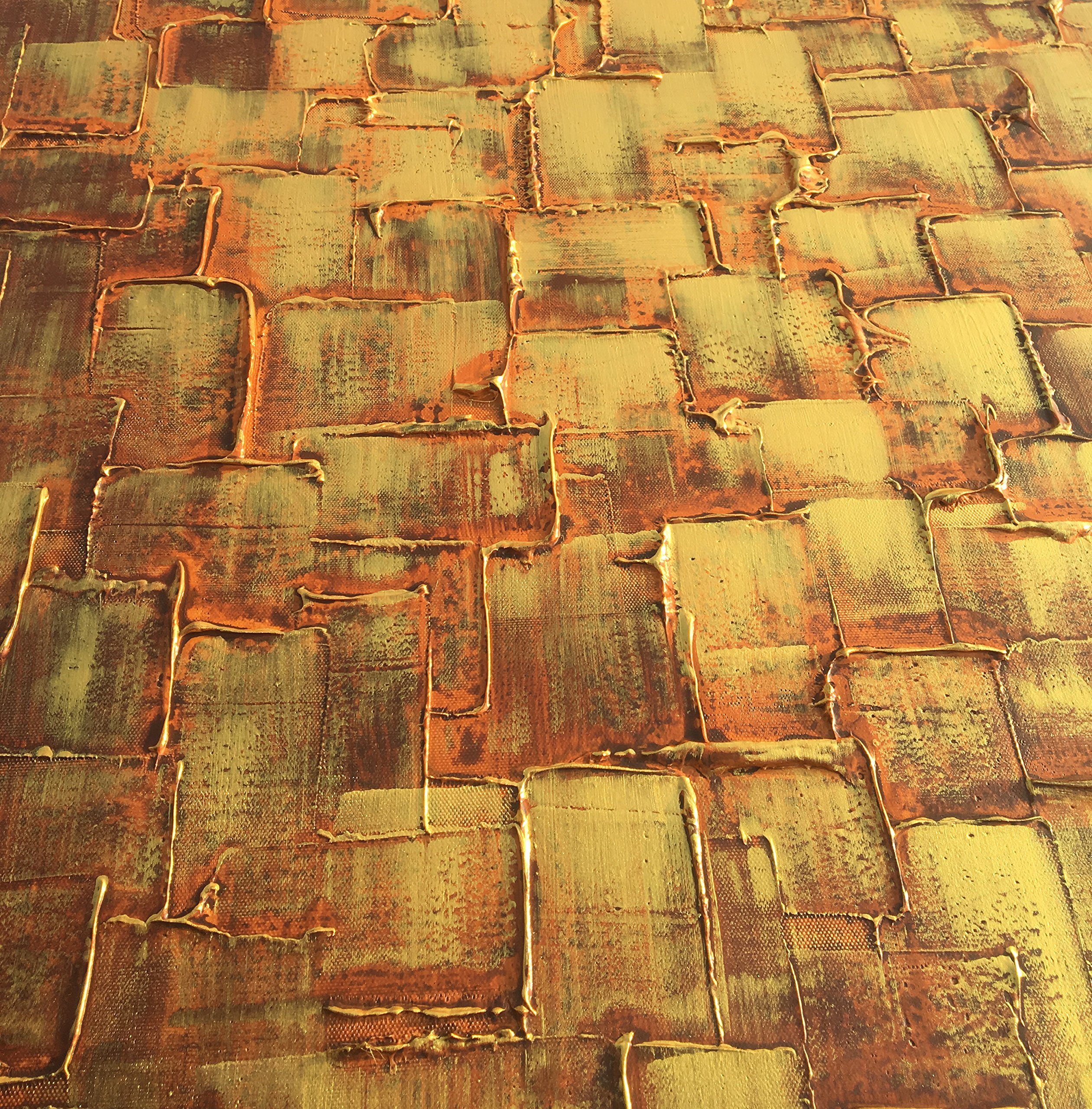 Large Abstract Golden Yellow Square Wall Art - Hand Painted Textured Oil Painting on Canvas - Ready to Hang 60x30 Inches - Modern Home Decor for Living Room, Bedroom & Office