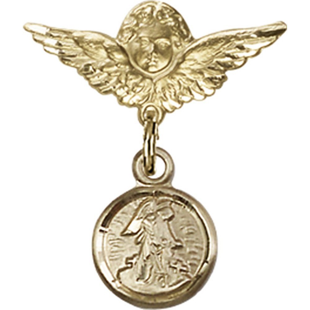 Guardian Angel Charm Gold Filled Baby Badge Pin - 7/8
