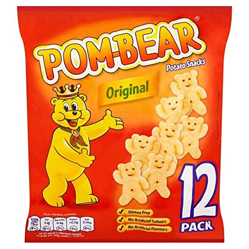 Original Pom Bear Snacks 15g x 12 Pack - Light & Crispy Potato Puffs for Kids Lunch, Movie Nights & Party Snacks
