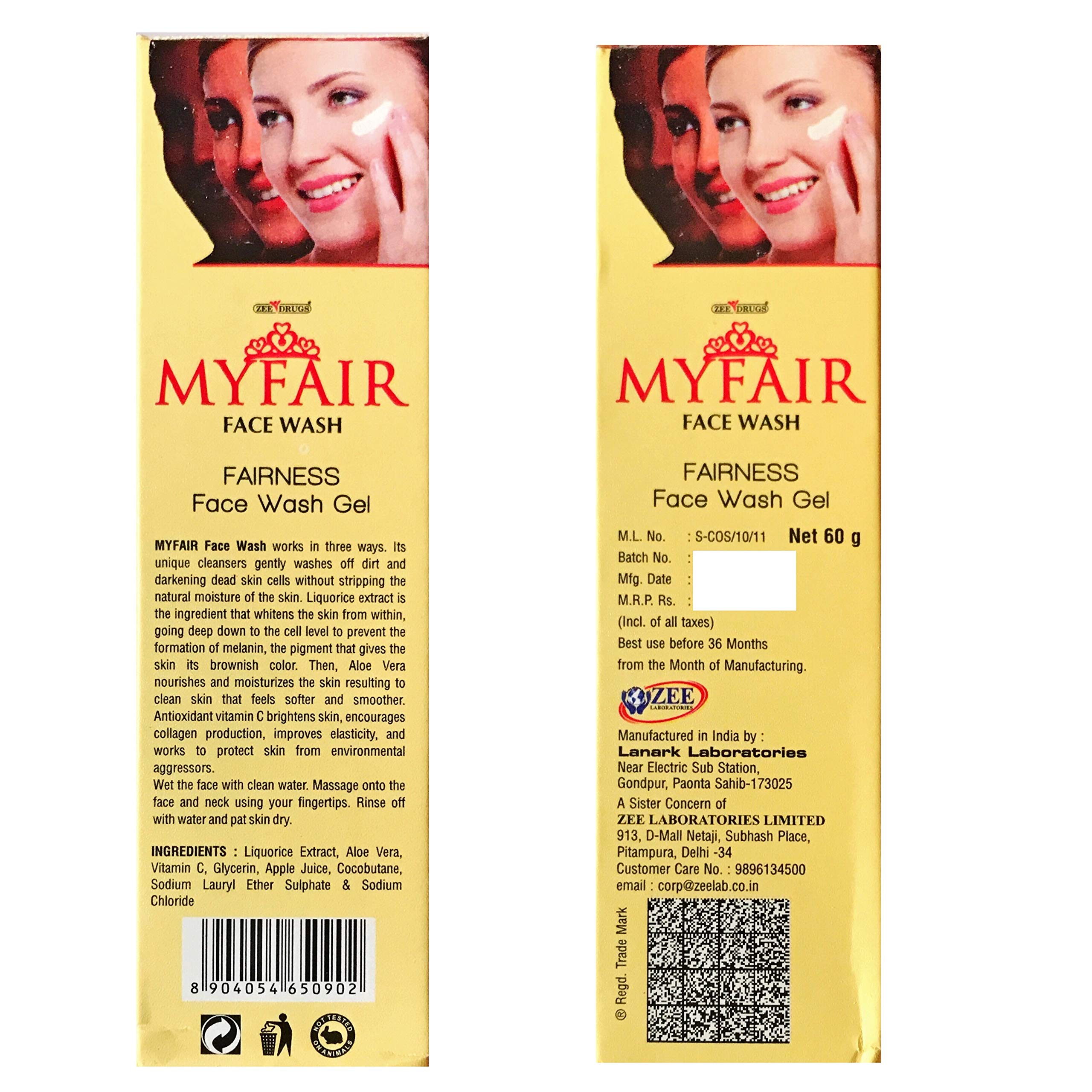 ZEE Myfair Fairness Deep Cleanse Dark Dead Cell Removal Face Wash - Pack of 3 | Brightening & Exfoliating Facial Cleanser for Glowing Skin | Perfect for Daily Skincare Routine & Acne-Prone Skin