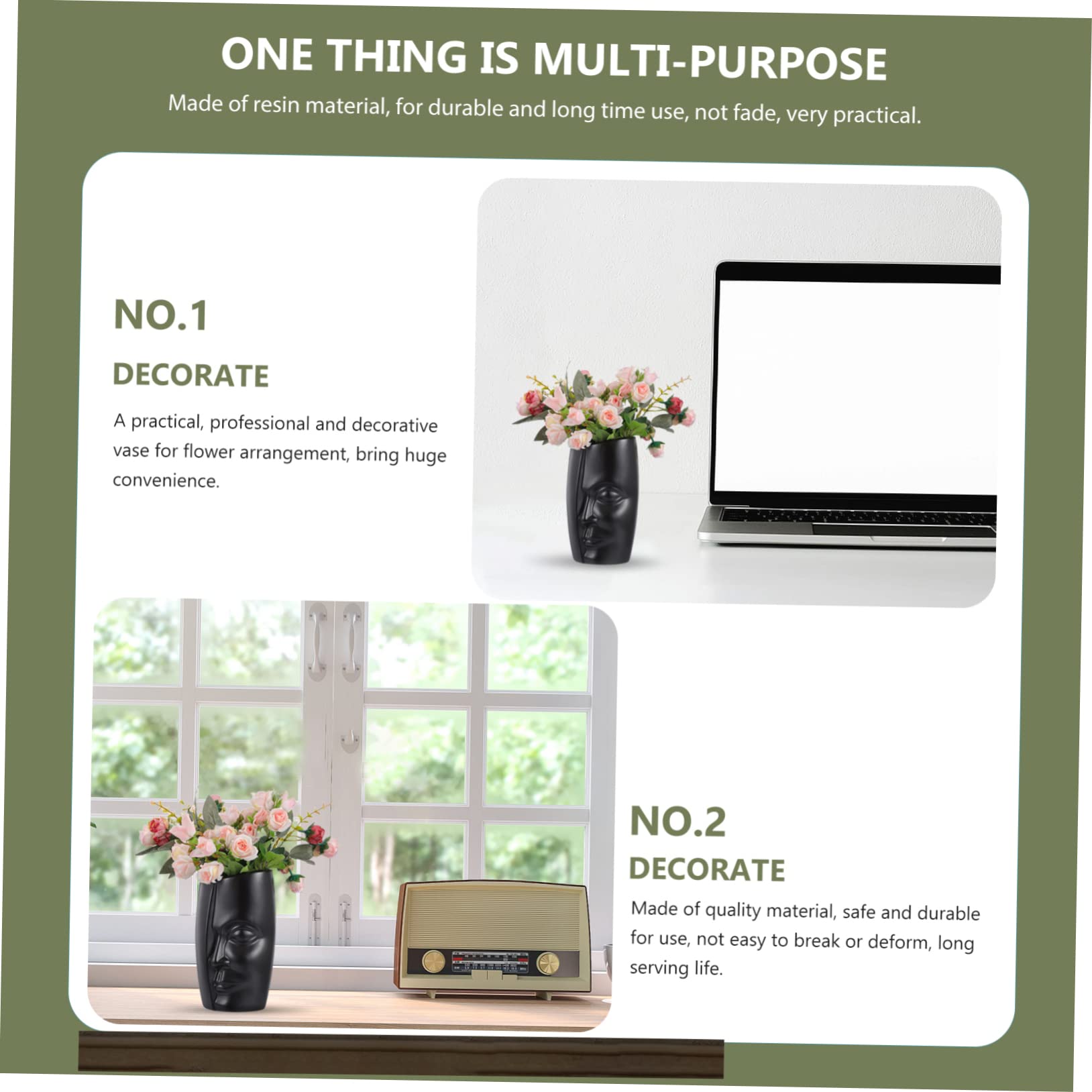 VOSAREA Ceramic Flower Vase with Human Face Design - Durable Home Decor Planter for Indoor Plants, Perfect Gift for Housewarming, Wedding & Office Decor