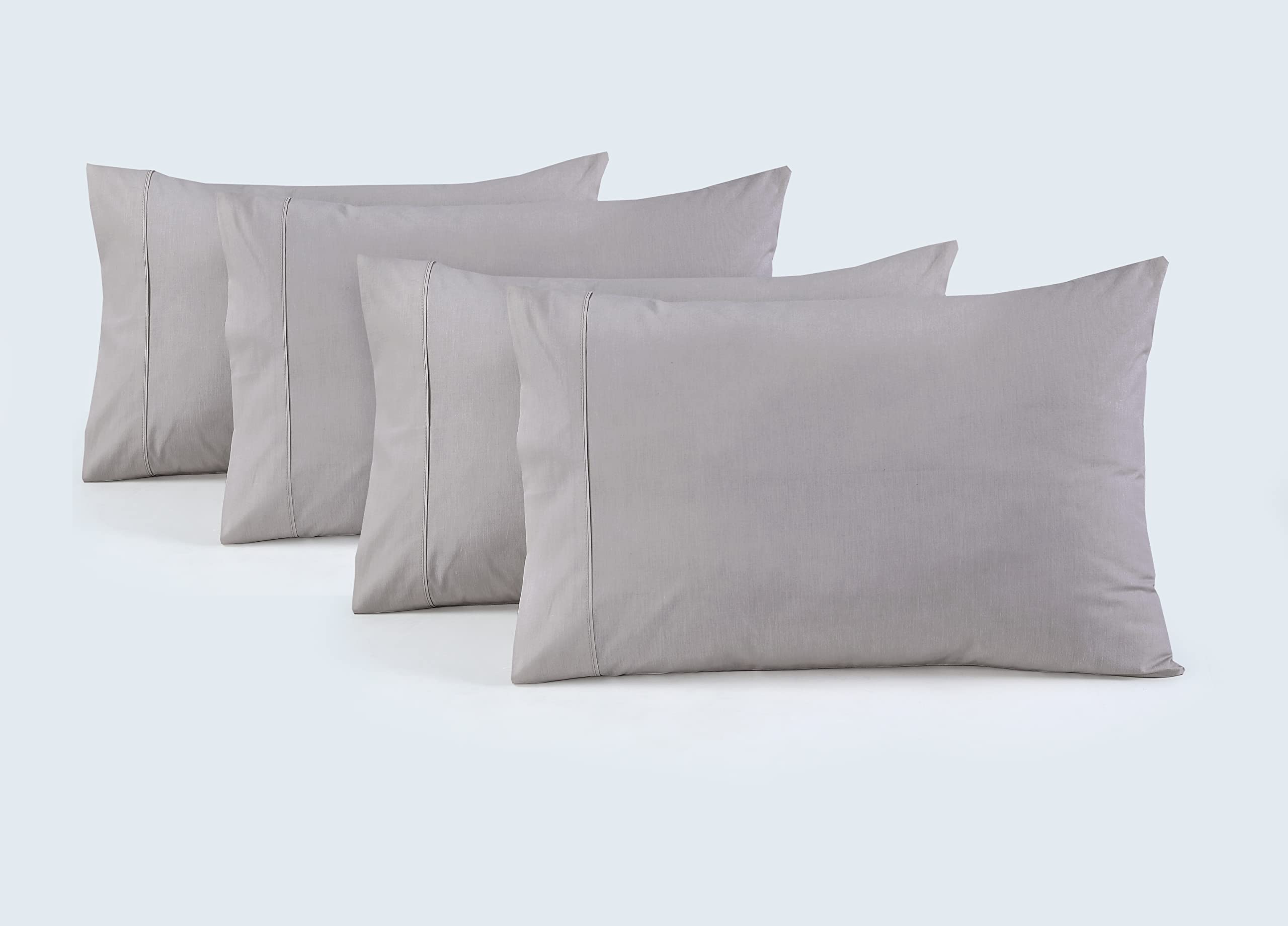 Premium 100% Cotton Percale Pillowcases - 6 Pack Soft & Breathable Pillow Covers with Lightweight Smooth Weave - Queen/Standard Size 20