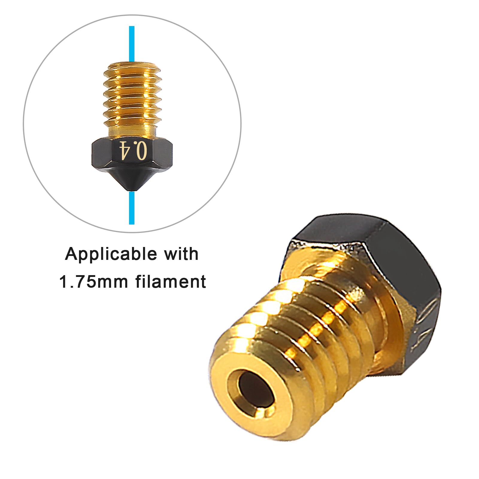 DIANN 20pcs V6 Nozzles Set - Hardened Steel, Brass & Stainless Steel Nozzles for 3D Printers - Compatible with Most FDM 3D Printers - Ideal for PLA, ABS, PETG Filament Printing