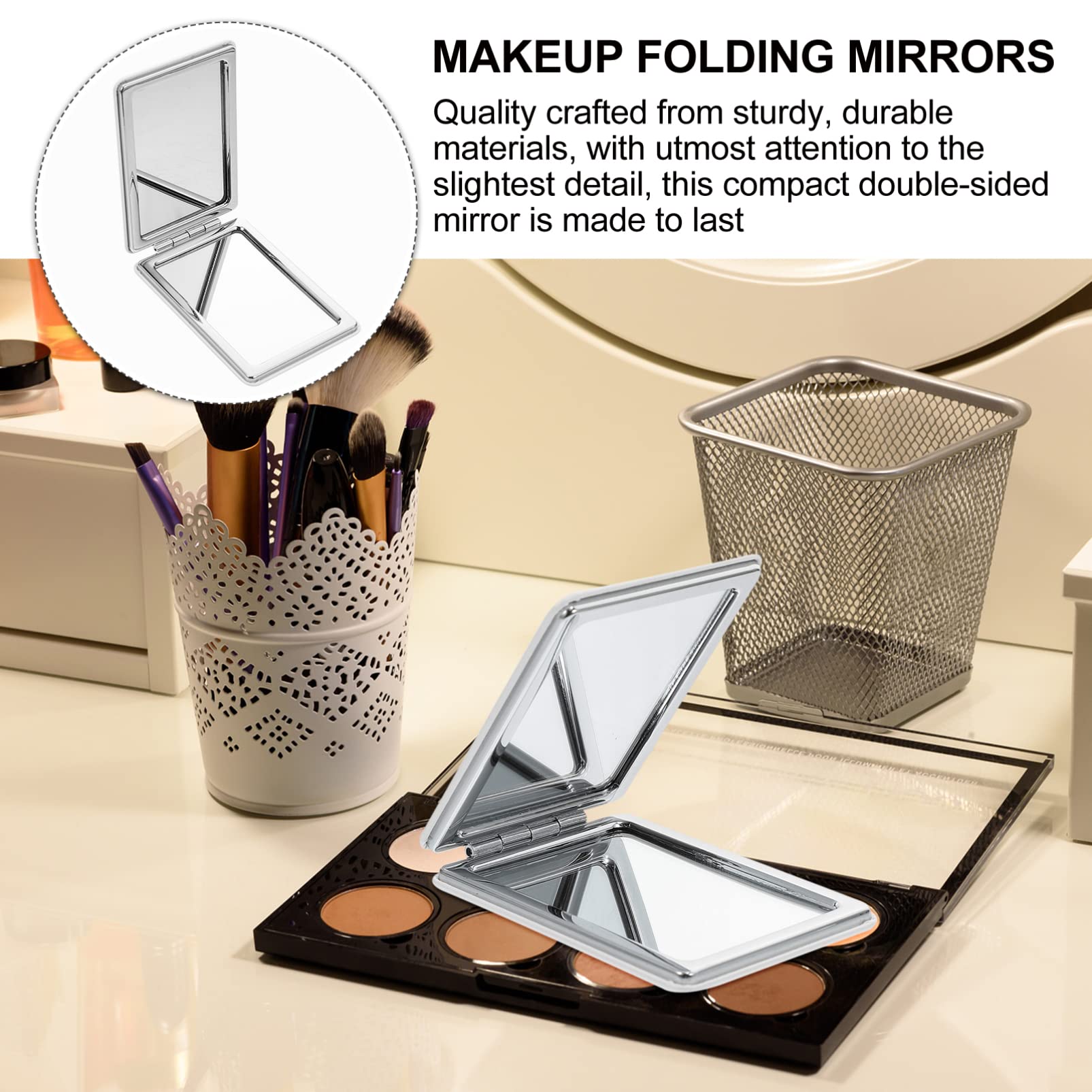 2-Pack Foldable Compact Mirror - Double-Sided Portable Makeup Mirror for Women & Girls | Perfect for Travel, Purse, Christmas Gifts & Cosmetic Touch-Ups