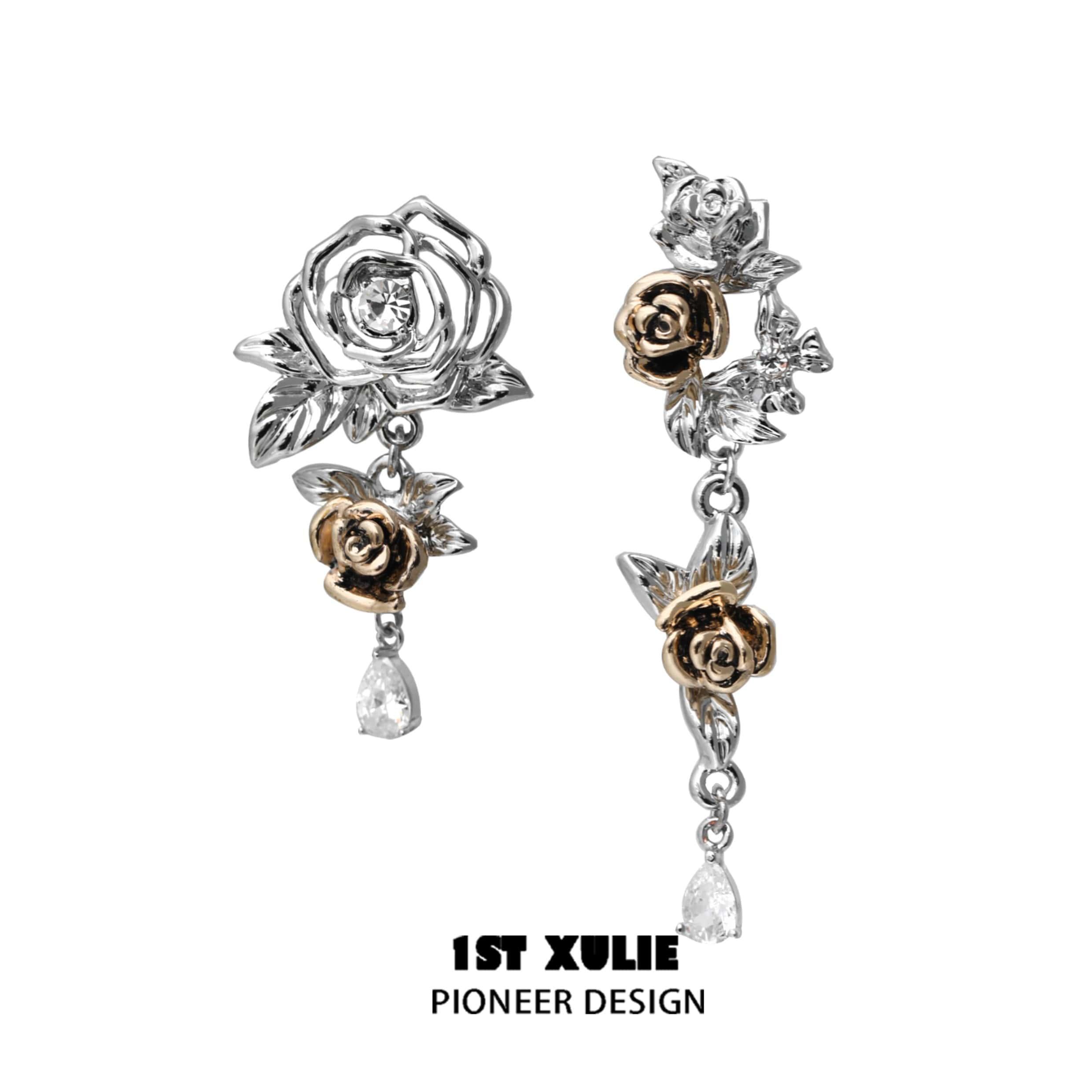 Golden Rose Earrings for Women - 14K Gold Plated Floral Dangle Earrings - Elegant Gift for Valentine's Day, Anniversary & Special Occasions - Perfect for Weddings, Parties & Romantic Date Nights