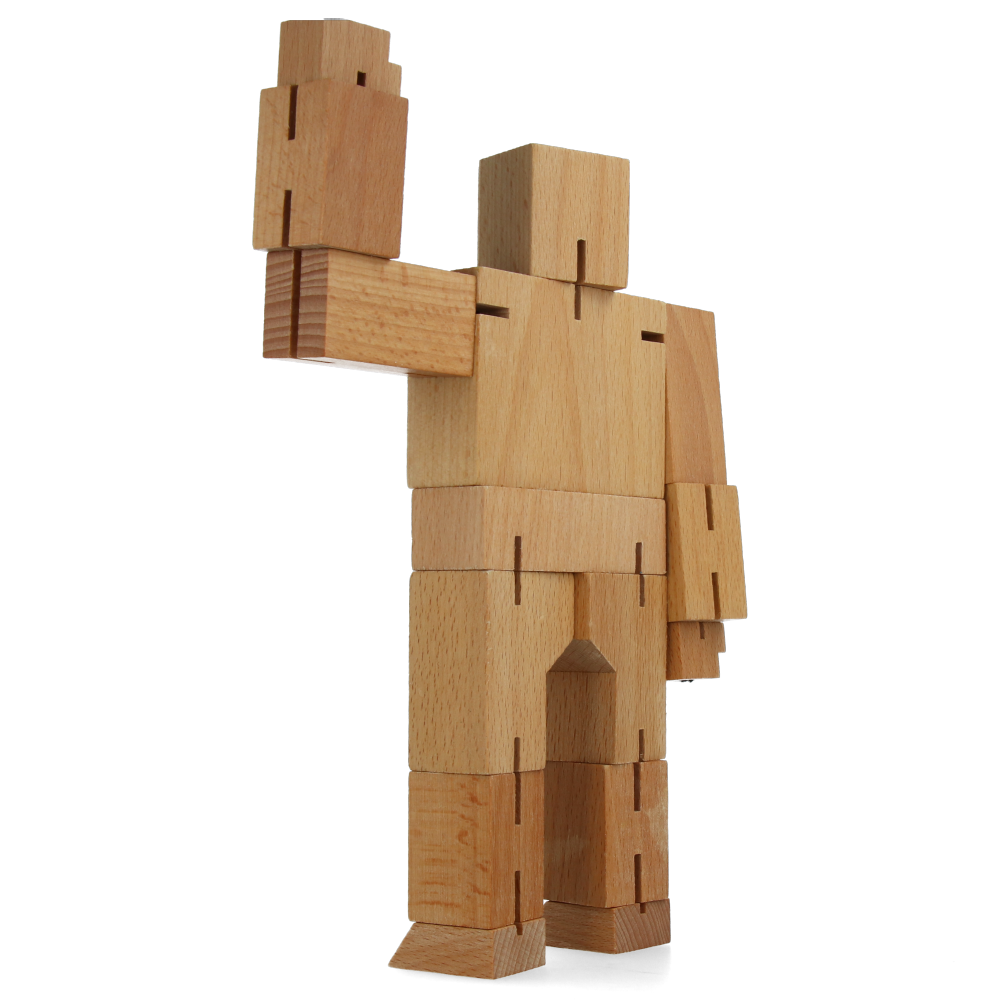 Cubebot Medium Natural Wooden Puzzle Toy - Fun & Educational Brain Teaser for Kids & Adults - Perfect for Home, Office, and Travel Entertainment