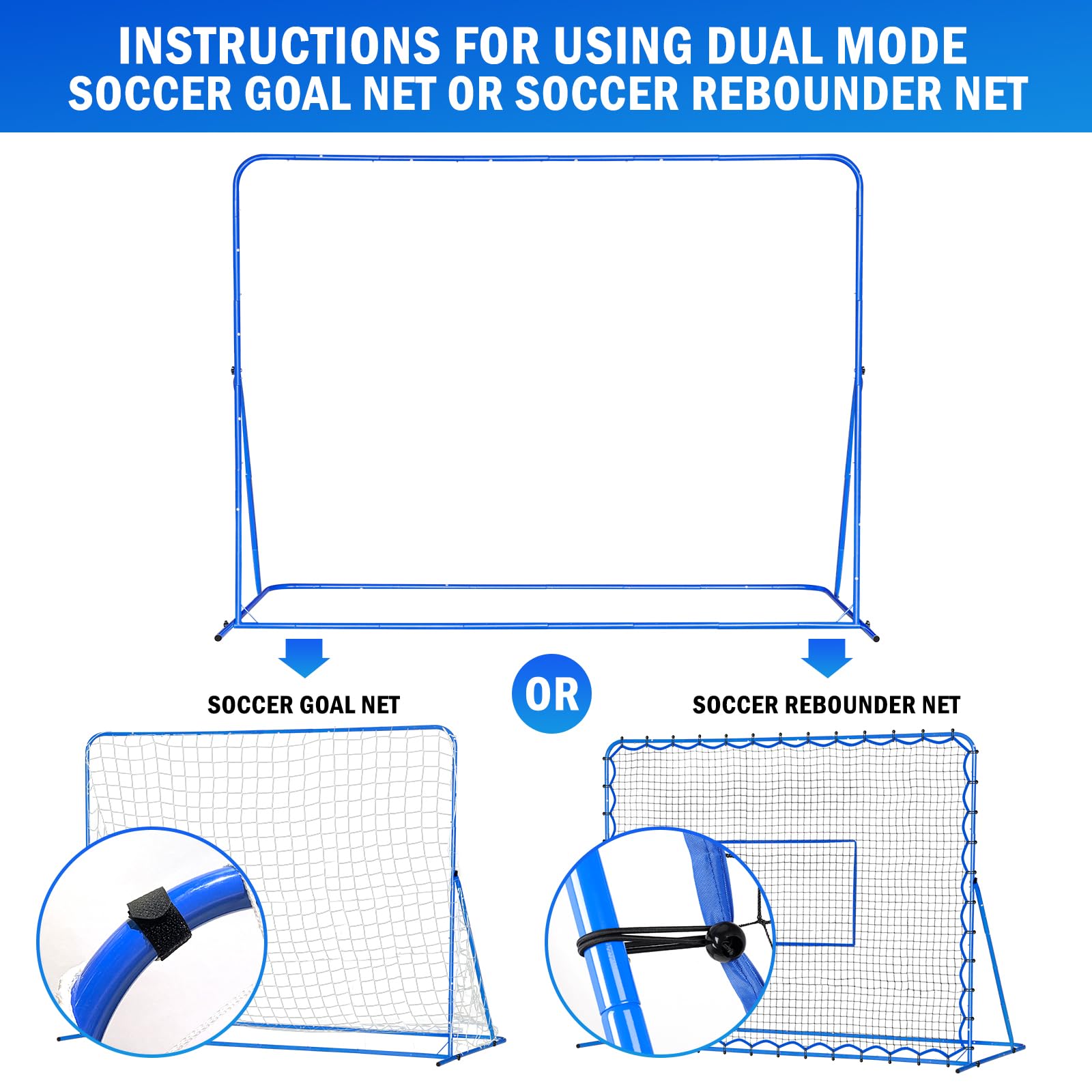 8x6FT Dual-Mode Soccer Goal & Rebounder Net - Premium Durable Training Equipment for Shooting, Control & Passing Practice - Quick-Switch Angle Adjustment - Easy Setup for Kids, Teens & Adults - Perfect for Backyard, Park & Team Training Sessions