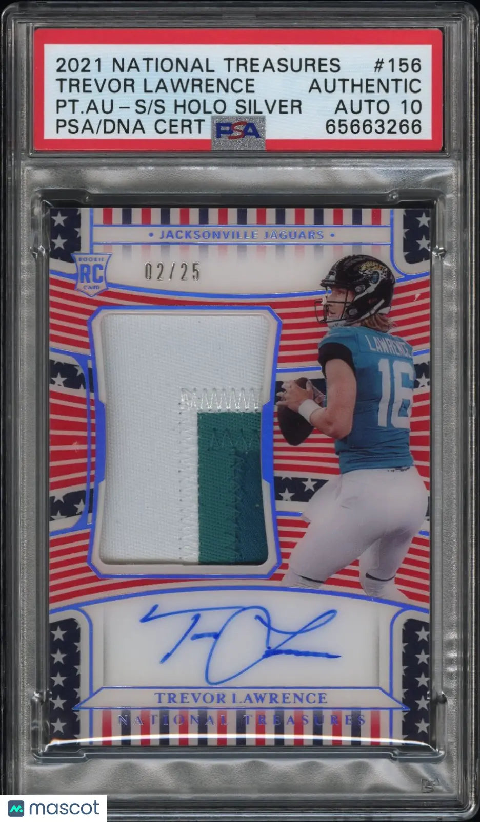 2021 Panini National Treasures Football Trevor Lawrence RPA Holo Silver PSA Authentic /25 - Rare Collectible for NFL Fans & Sports Memorabilia Enthusiasts - Perfect for Display, Investment, and Gifting