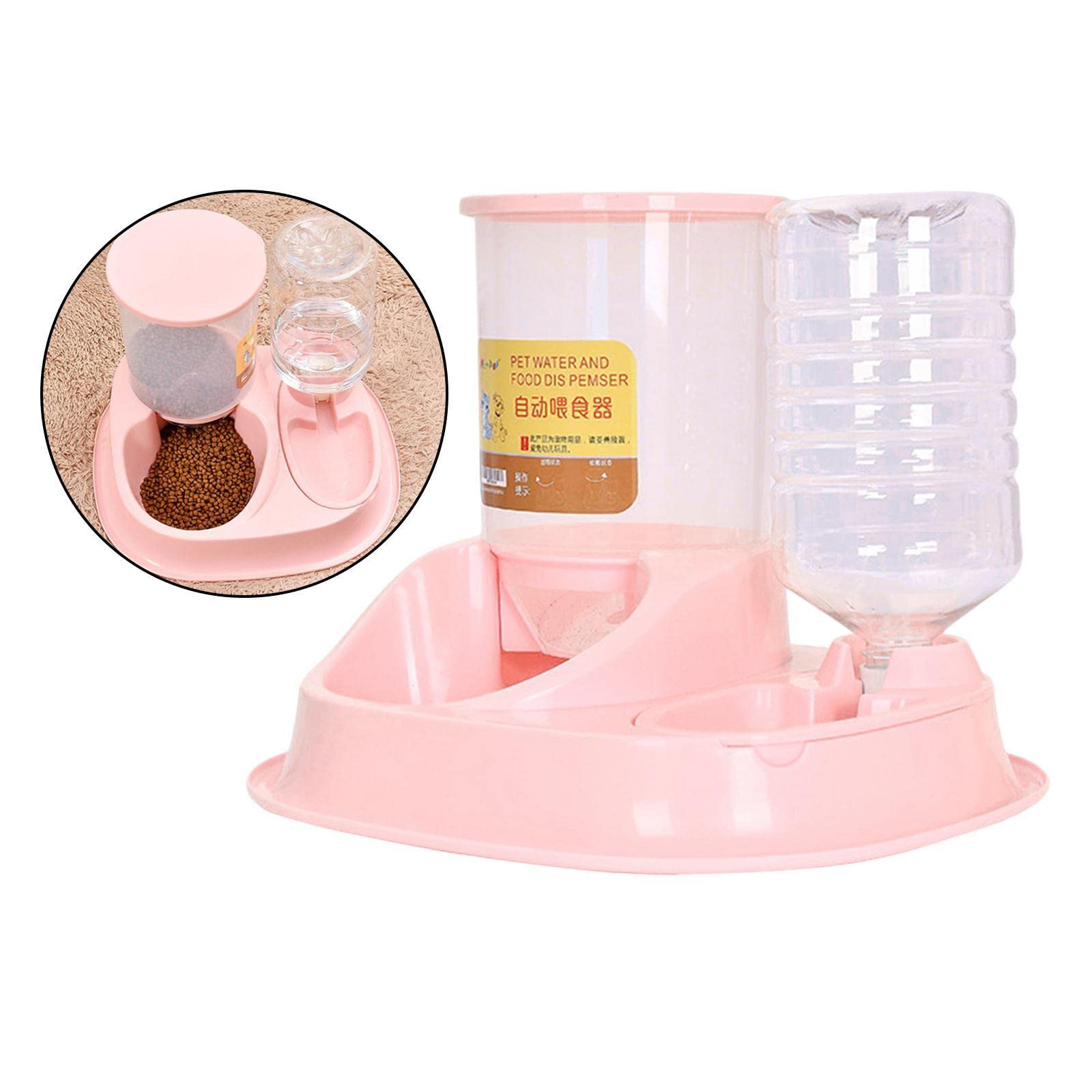 Lyla Automatic PET Water Dispenser for Cats, Dogs, and Puppies - Pink Pet Food & Water Feeder for Home, Office, and Travel Use