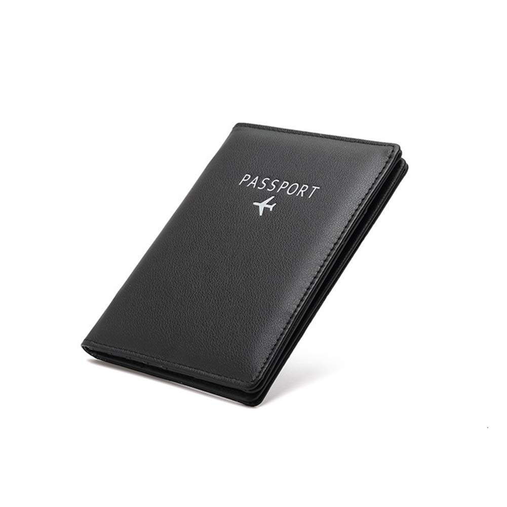 BAKUN RFID Blocking Leather Travel Wallet & Passport Holder - Family Document Organizer with Card Slots for Secure Travel (Black) - Perfect for Airports, Vacations & International Trips