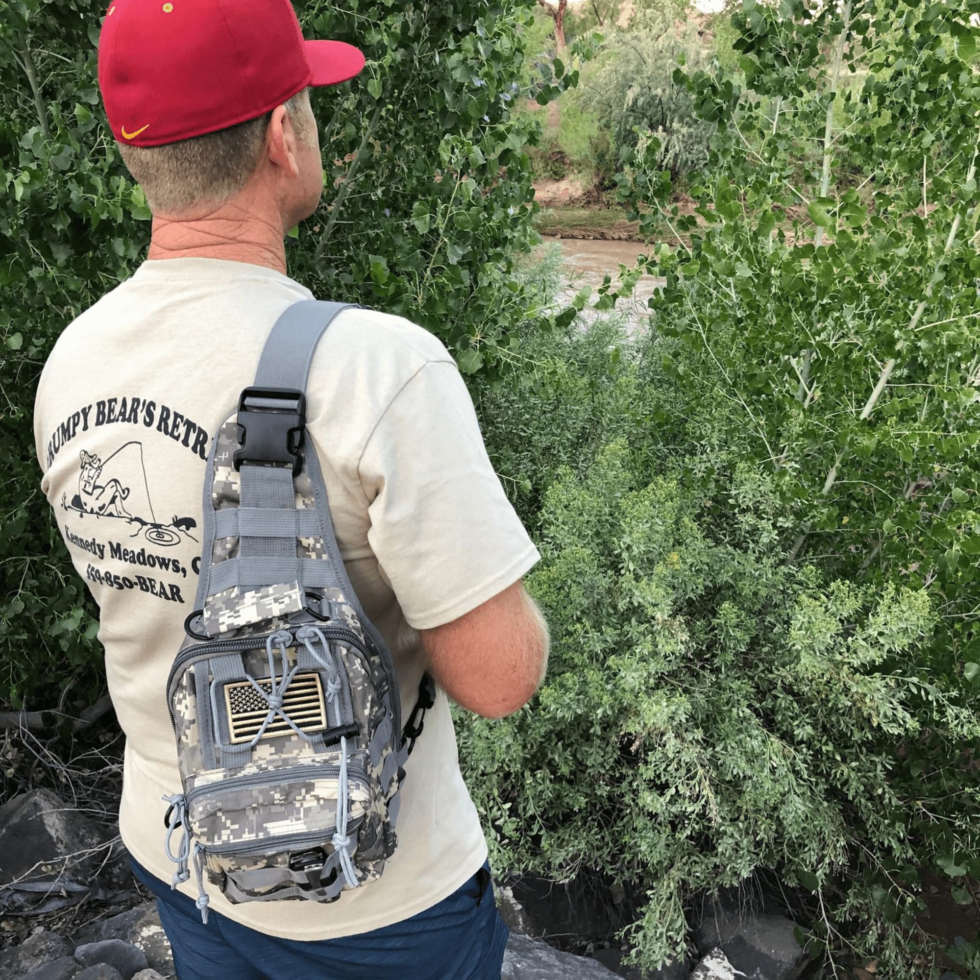 Tactical Military Sling Backpack - Molle Outdoor Daypack with Adjustable Shoulder Strap - ACU Digital Camo - Perfect for Hiking, Camping & Airsoft Games