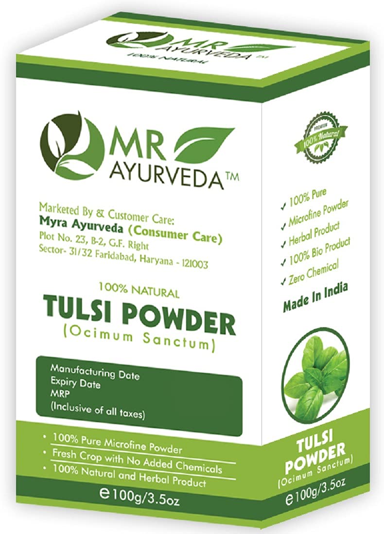 Organic Tulsi Powder (Holy Basil) - 100g | Pure, Chemical-Free for Face, Hair & Skin Care | Ayurvedic Herbal Supplement for Glowing Skin & Healthy Hair | Perfect for DIY Beauty, Tea & Wellness Rituals