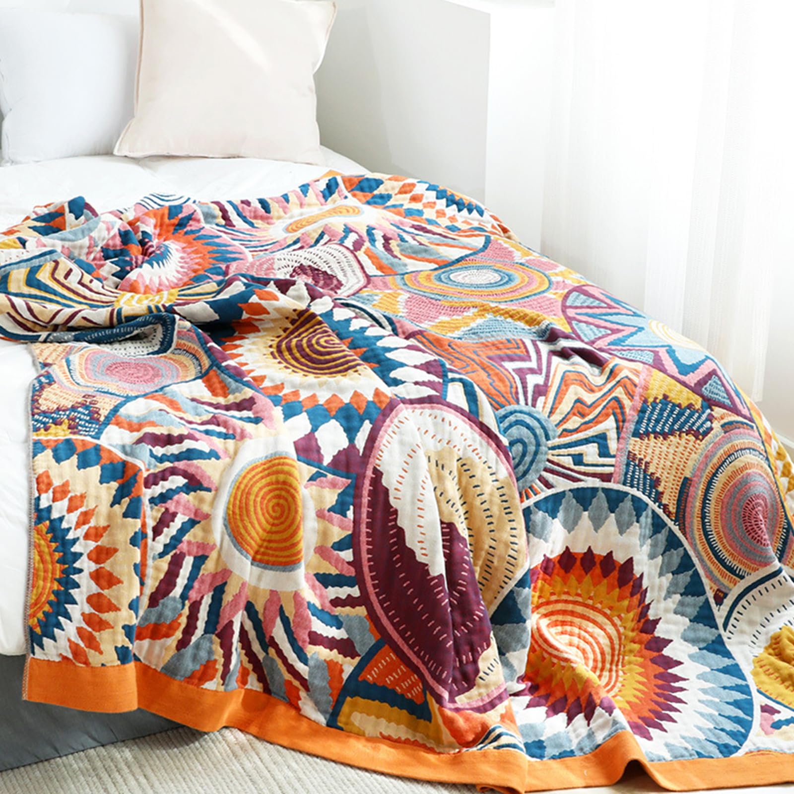 Cooling Quilt - Summer Cotton Gauze Blanket for Hot Sleepers | Lightweight & Breathable Throw for Bed, Sofa, Chair & Travel | 200x230cm | Perfect for Adults & Kids | Stay Cool All Night