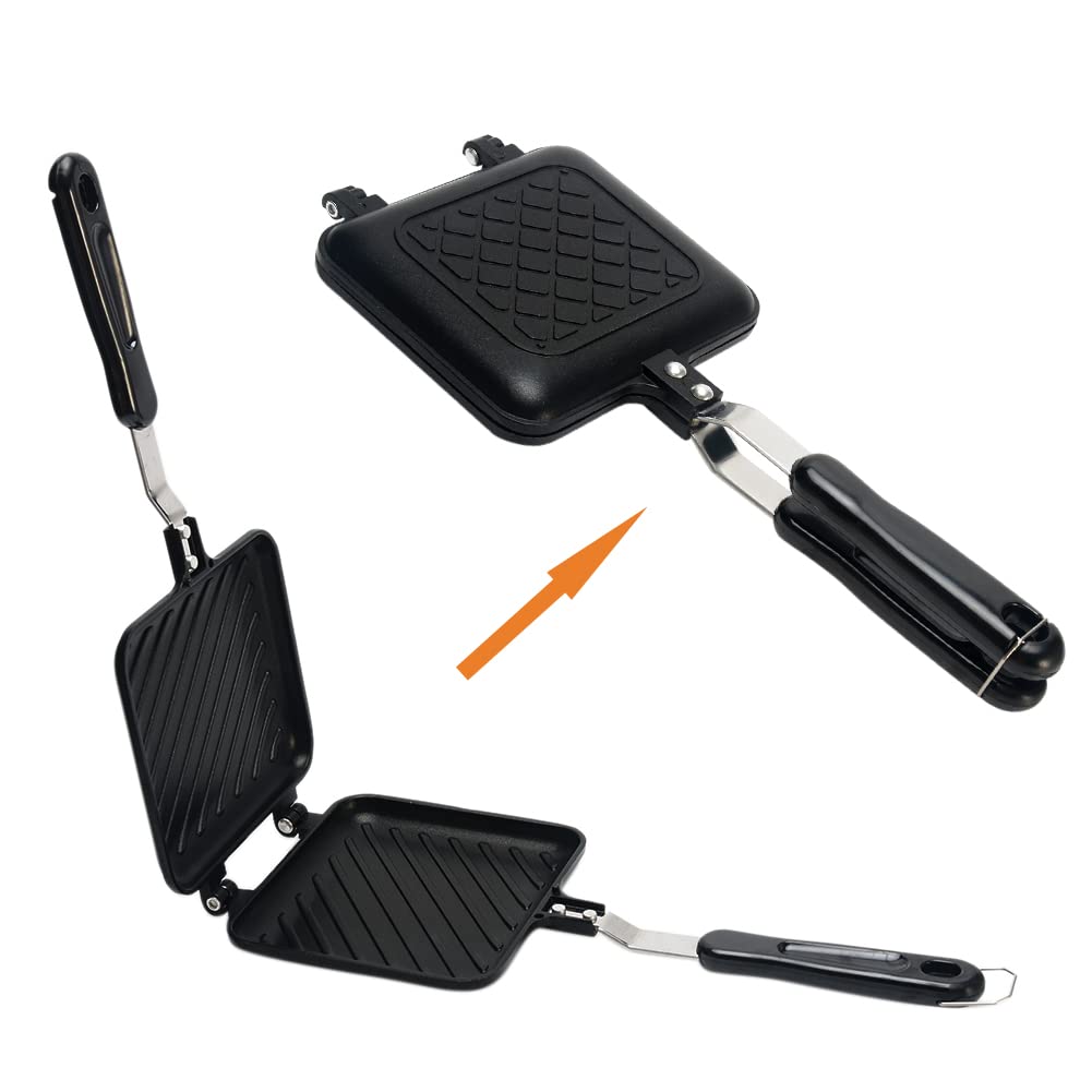 GEZICHTA Nonstick Double-Sided Panini Press & Mini Waffle Maker - 3-in-1 Sandwich Grill for Hot Paninis, Waffles & Breakfast - Perfect for Home, Kitchen & Quick Meals - Ideal for Breakfast, Snacks & Party Food Prep