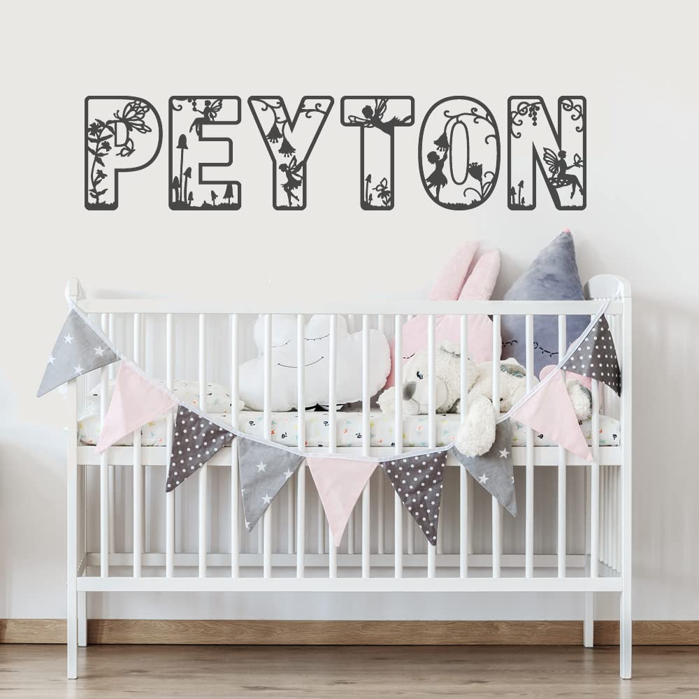 Custom Name Fairy Vinyl Wall Decal Sticker - Butterfly Flower Theme Nursery Decor for Girls' Bedroom | Perfect for Kids Room, Playroom & Baby Shower Gifts
