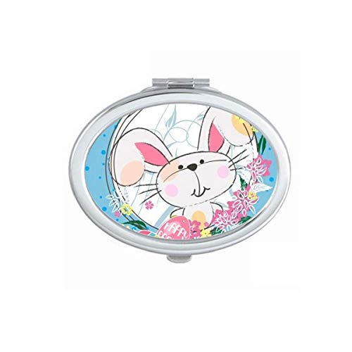 DIYthinker Happy Easter Religious Festival Cute Bunny Mirror - Portable Foldable Double-Sided Makeup Mirror with Handle (Perfect for Easter Gifts, Travel Makeup, Home Decor & Vanity Accessories)