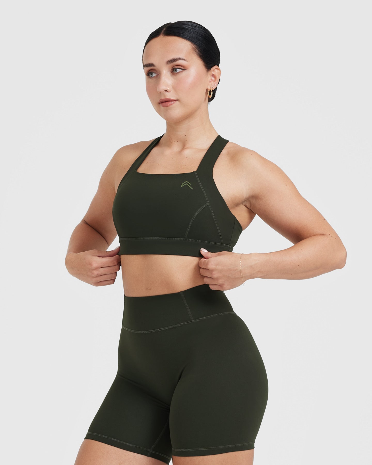 Timeless Wide Strap Sports Bra for Women - High Support Workout Top in Khaki | Yoga, Running, Gym & Activewear