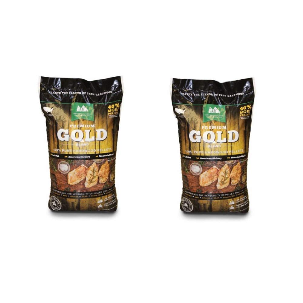 Premium Gold Blend Hardwood Grilling Pellets for BBQ & Smoking - Green Mountain 2 Pack - Perfect for Pellet Grills, Smokers & Outdoor Cooking
