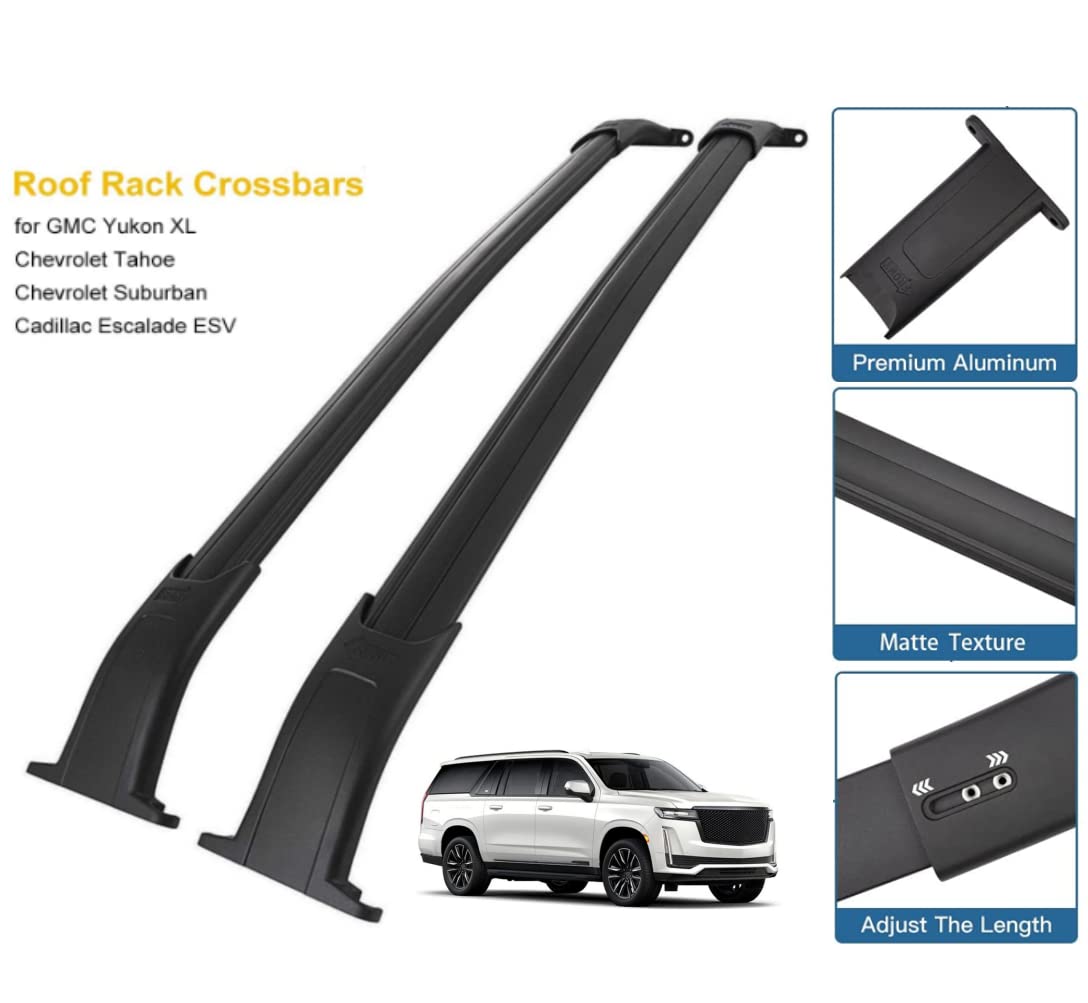 Heavy Duty Black Aluminum Roof Rack Cross Bars for 2015-2020 GMC Yukon & Yukon XL - Premium Luggage Carrier for SUVs - Perfect for Road Trips, Camping Gear & Outdoor Adventures