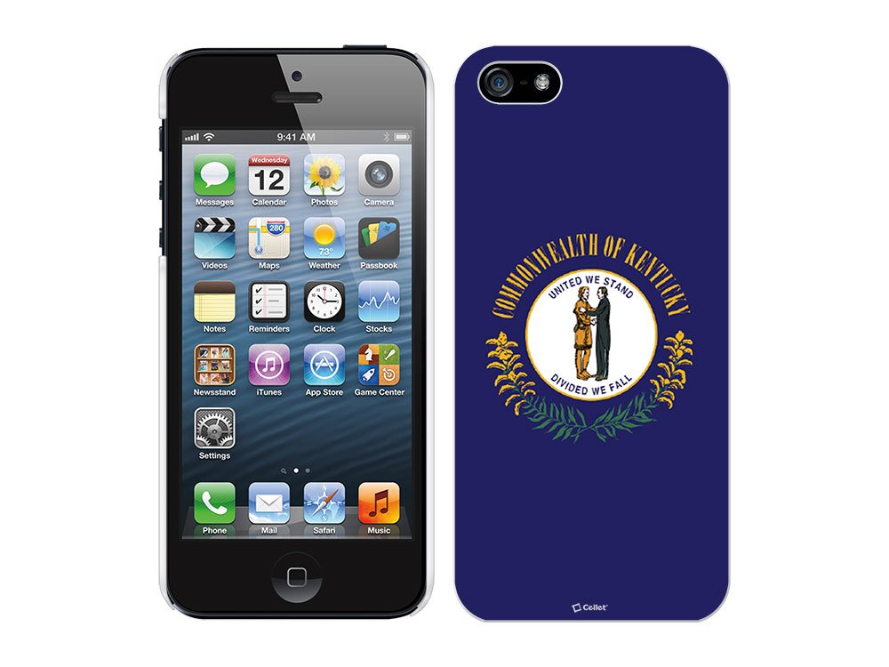 Cellet Proguard Protective Case with Kentucky Flag Design for Apple iPhone 5 - White | Durable Slim Cover for Everyday Use & Travel