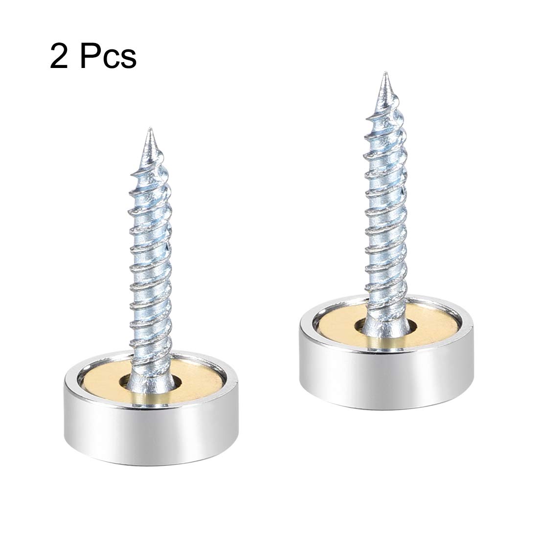 uxcell 14mm Polished Stainless Steel Mirror Screw Decorative Caps - 2 Pack for Furniture, Cabinets & Home Decor