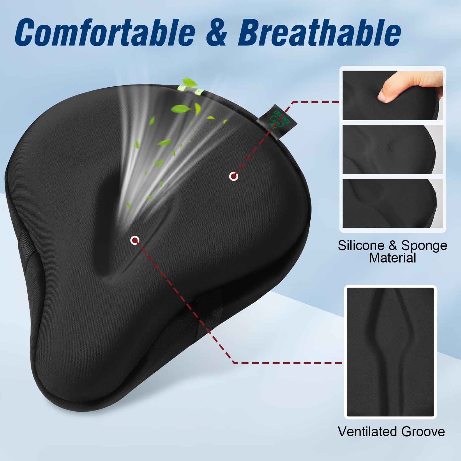 Zacro Gel Bike Seat Cushion - Extra Soft Comfortable Bicycle Seat Cover for Men & Women | Universal Fit for Peloton, Indoor & Outdoor Cycling | Perfect for Long Rides, Commuting & Exercise