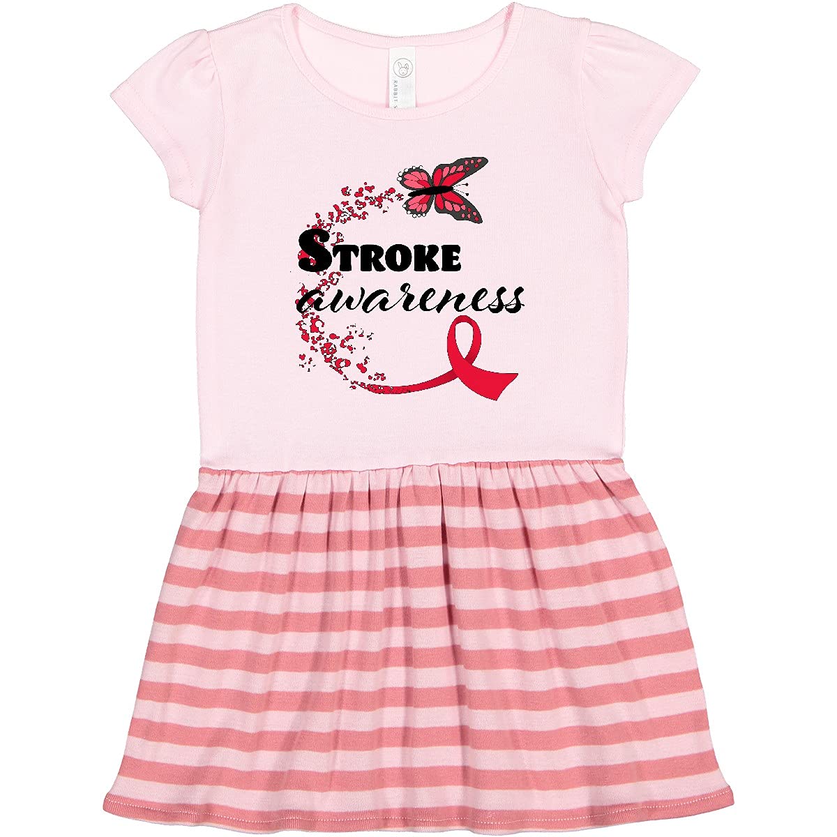 Inktastic Stroke Awareness Butterfly Red Ribbon Toddler Dress - Cute & Comfortable Kids Outfit for Stroke Awareness Events, Fundraisers & Everyday Wear