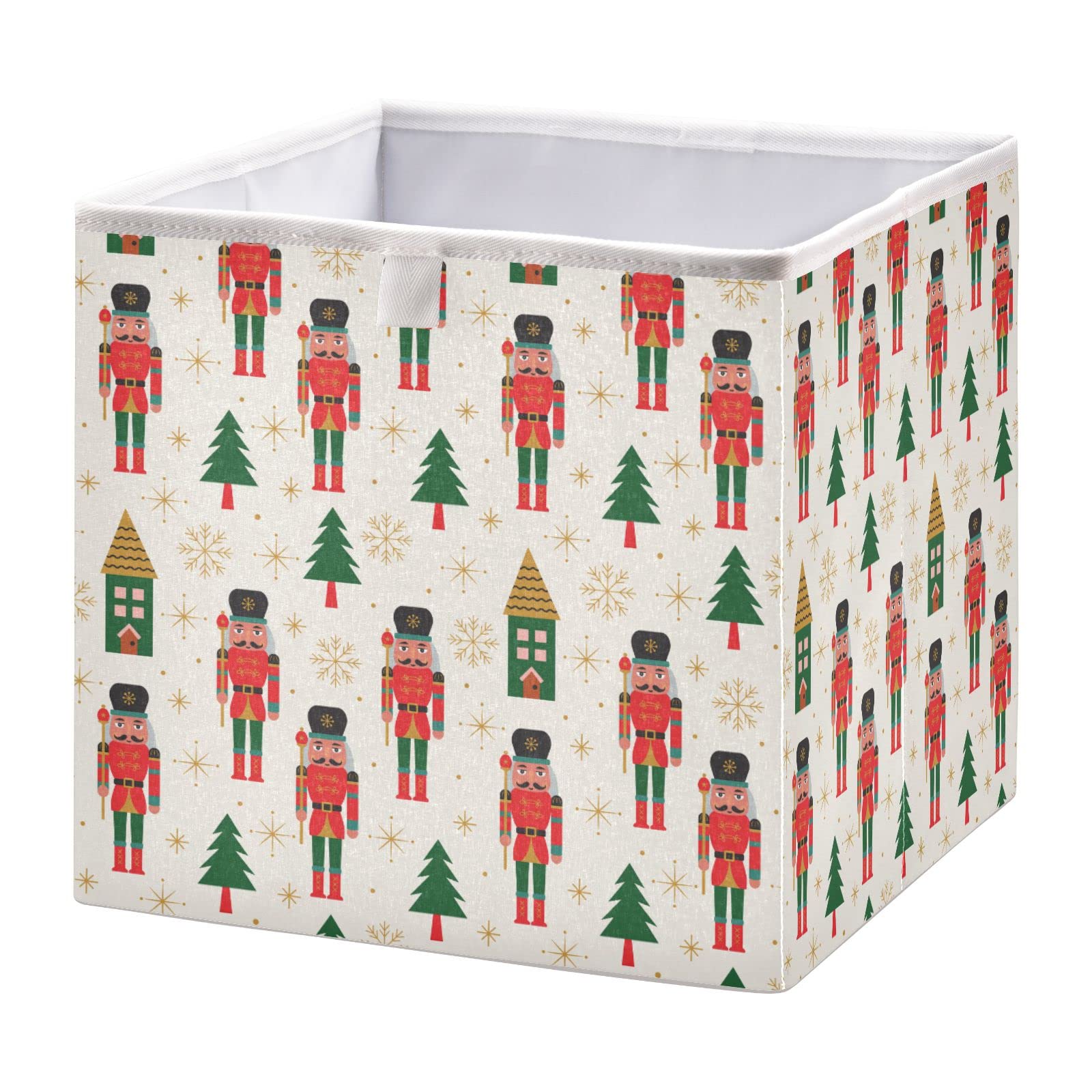 QUGRL Cute Nutcracker Cube Storage Bins - 11x11 Inch Organizer Baskets for Clothes, Toys & Holiday Decor - Perfect for Shelves, Closet, Office, Dorm & Bedroom - Christmas Tree Storage & Home Organization Solution