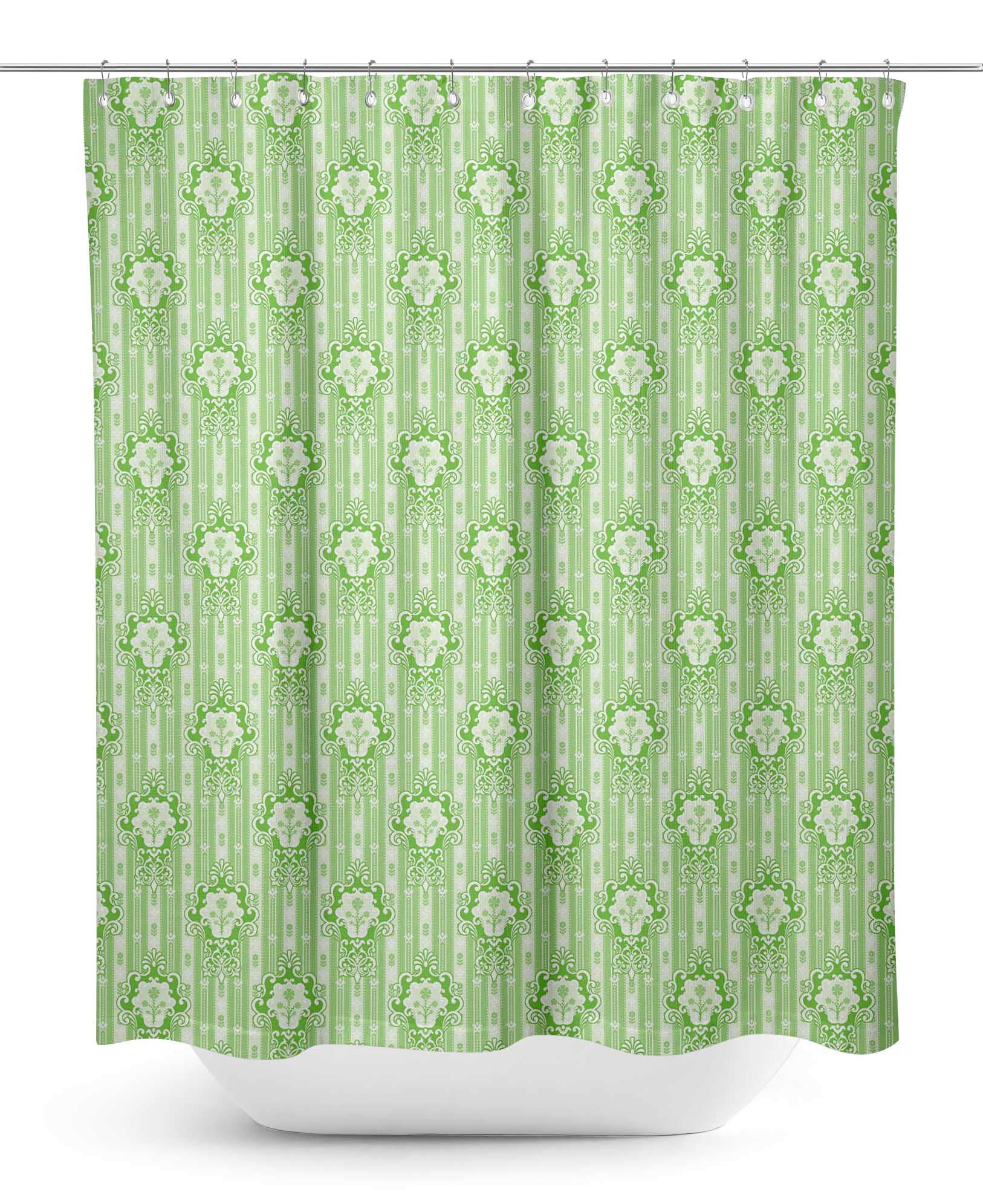 Stylish Green Abstract Damask Waterproof Shower Curtain - 60 x 84 Inch Bathroom Decor for Modern Homes | Perfect for Bathrooms, Showers & Spa-Like Retreats
