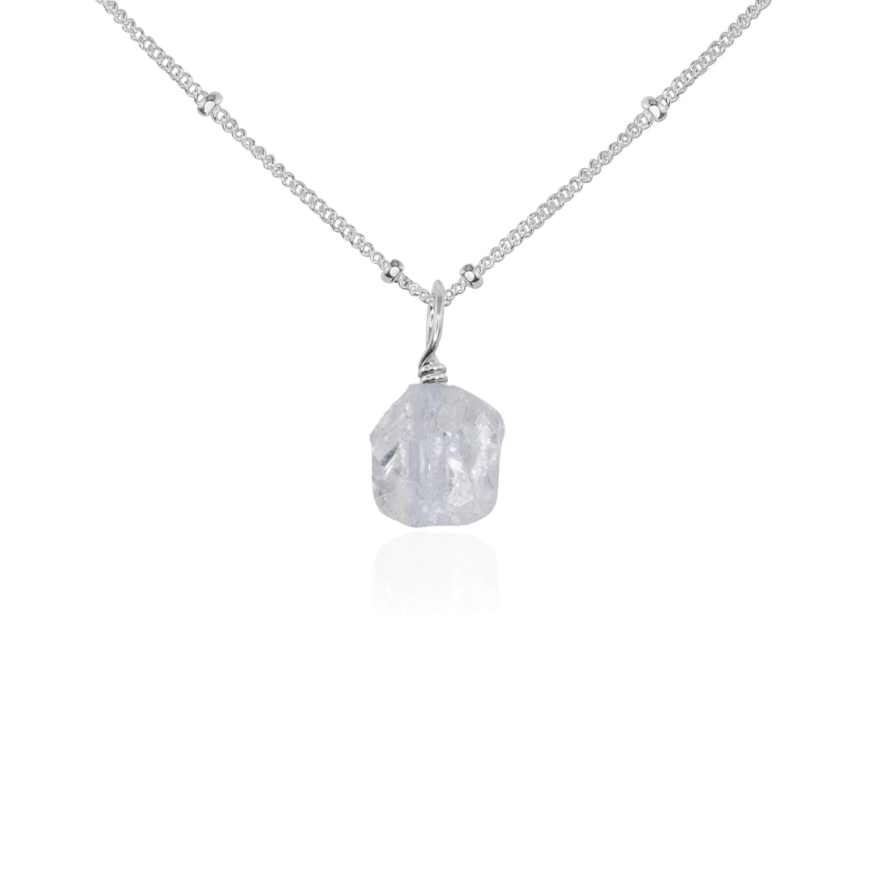Natural Raw Crystal Quartz Pendant Necklace - Healing Stone Jewelry for Women, Men | Spiritual Protection, Energy Cleansing | Perfect for Meditation, Yoga & Everyday Wear